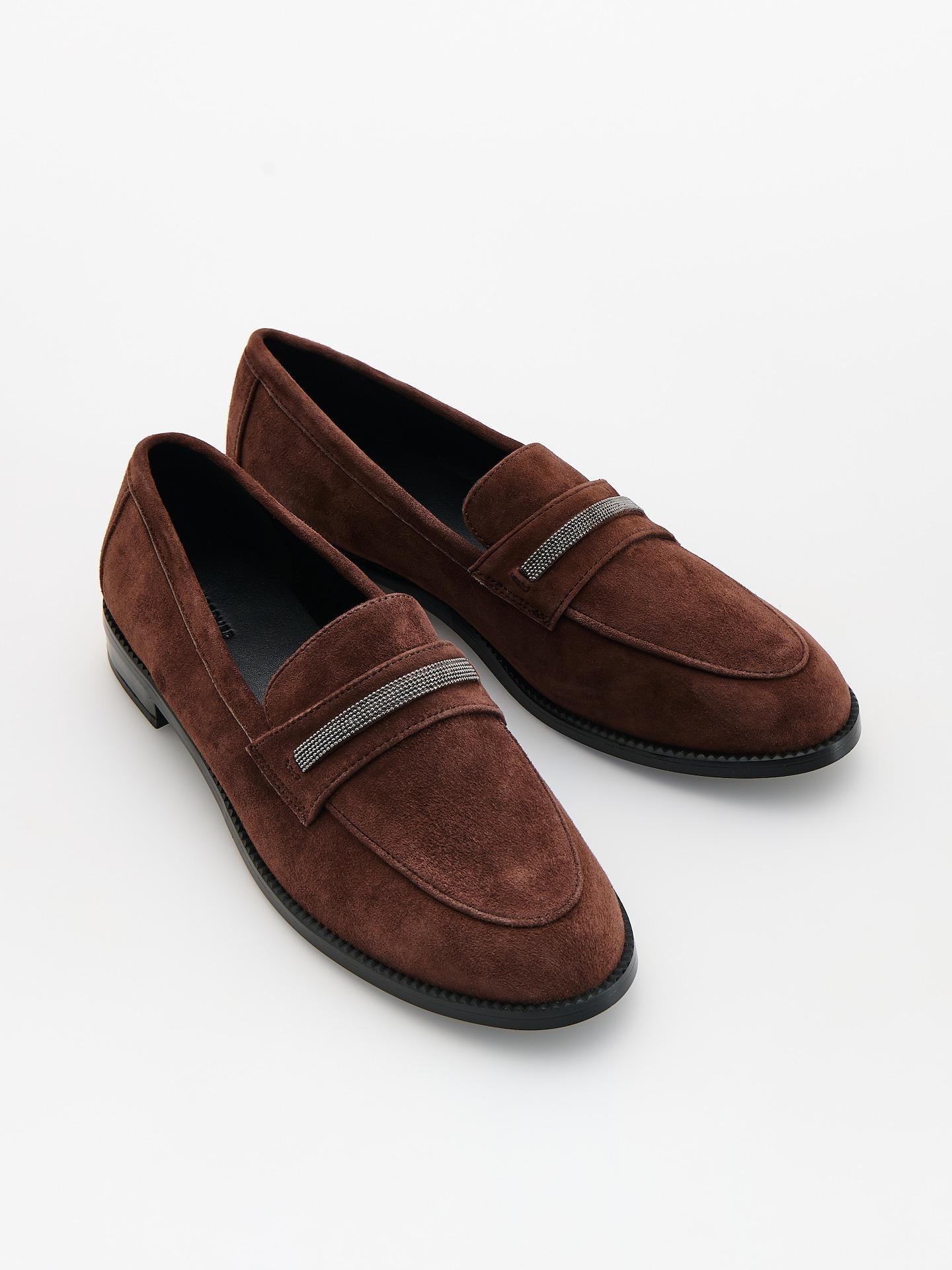 Brown Suede Loafers, Brown, medium