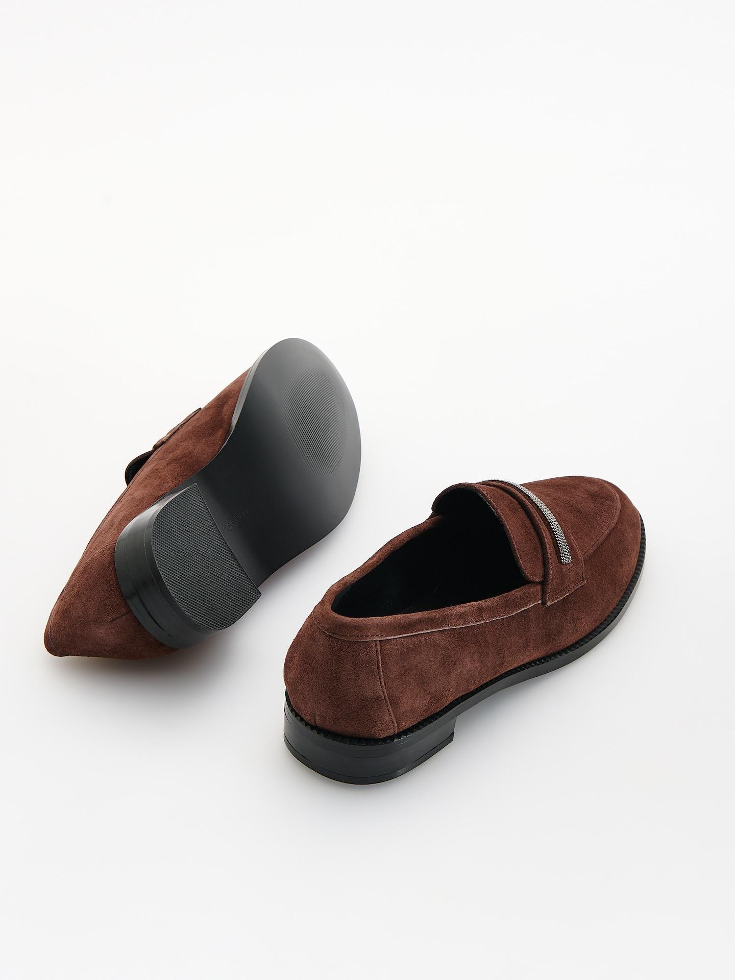 Brown Suede Loafers, Brown, medium