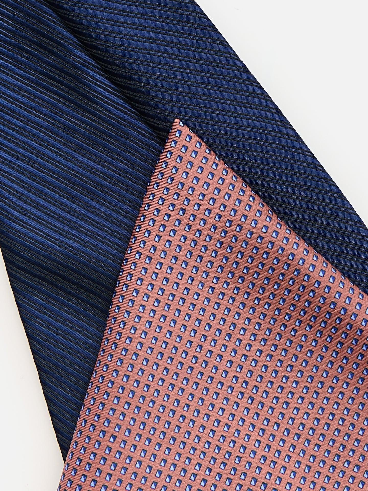 Navy Tie With Pocket Square, Navy, large image number 1