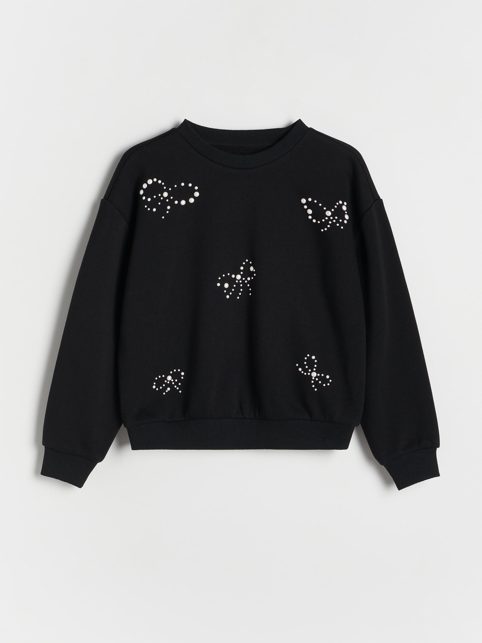 Black Sweatshirt With Applique, Kids Girls, , large image number 3