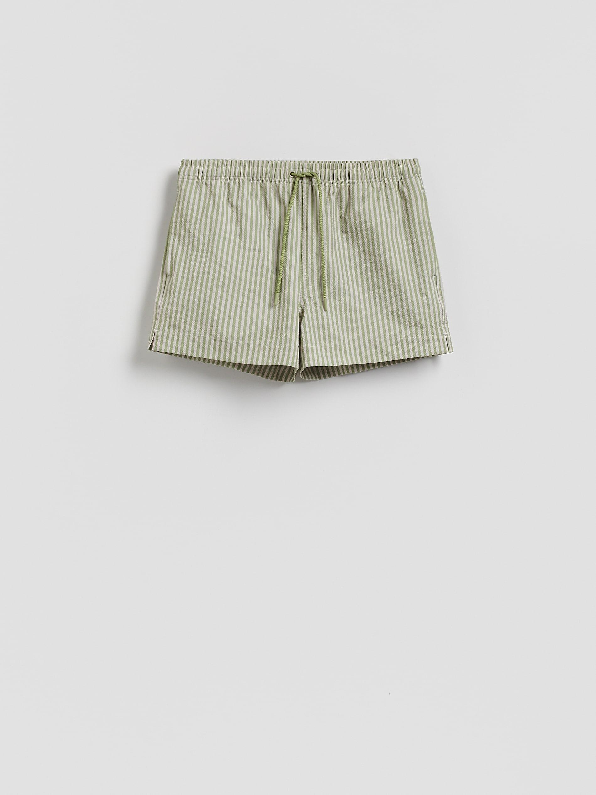 Green Structural Fabric Beach Shorts, Green, medium
