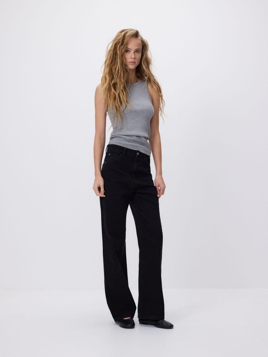 Black Wide-leg fit jeans, Black, large image number 0