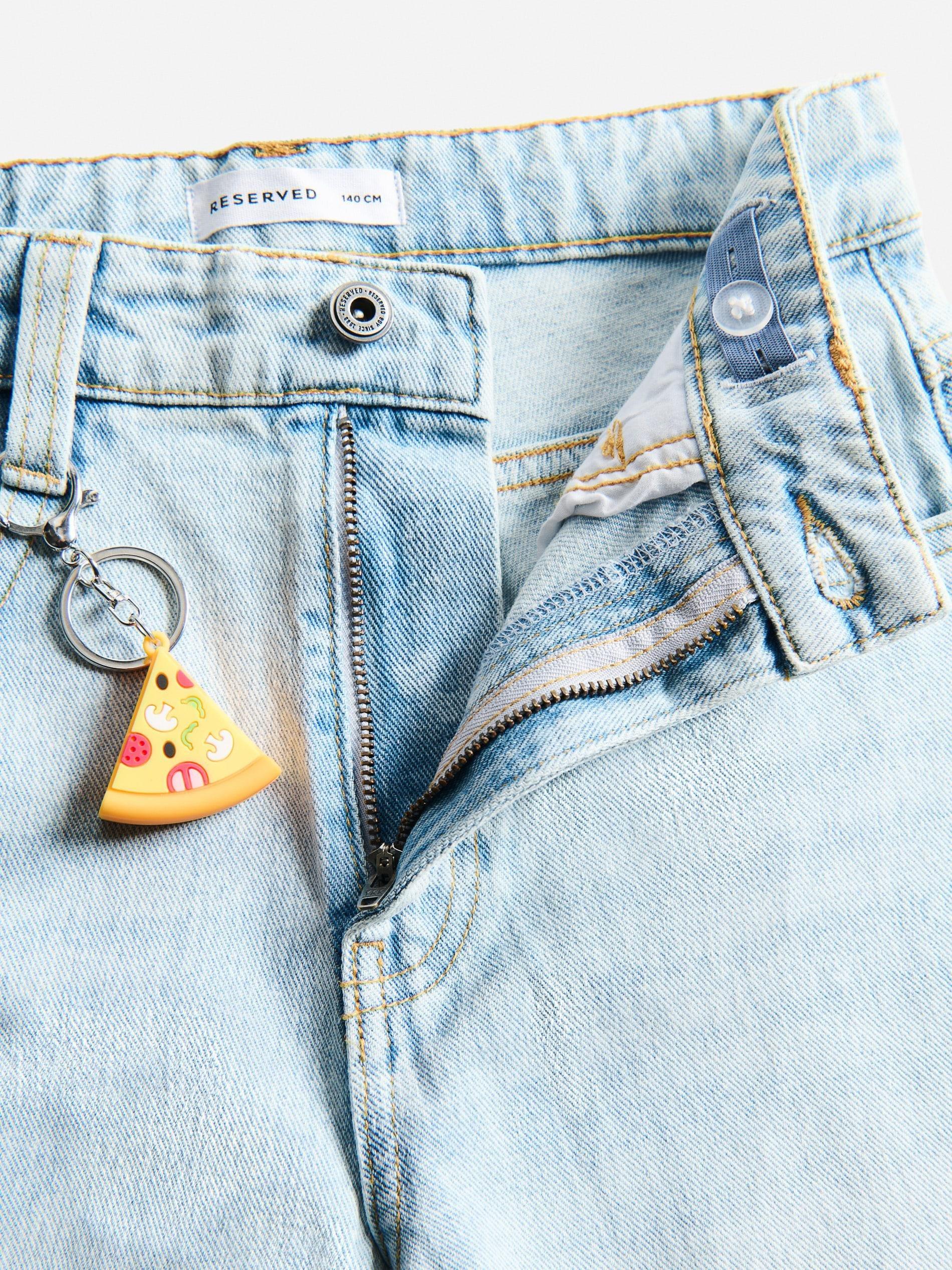 Blue Baggy Jeans With Keychain, Blue, medium