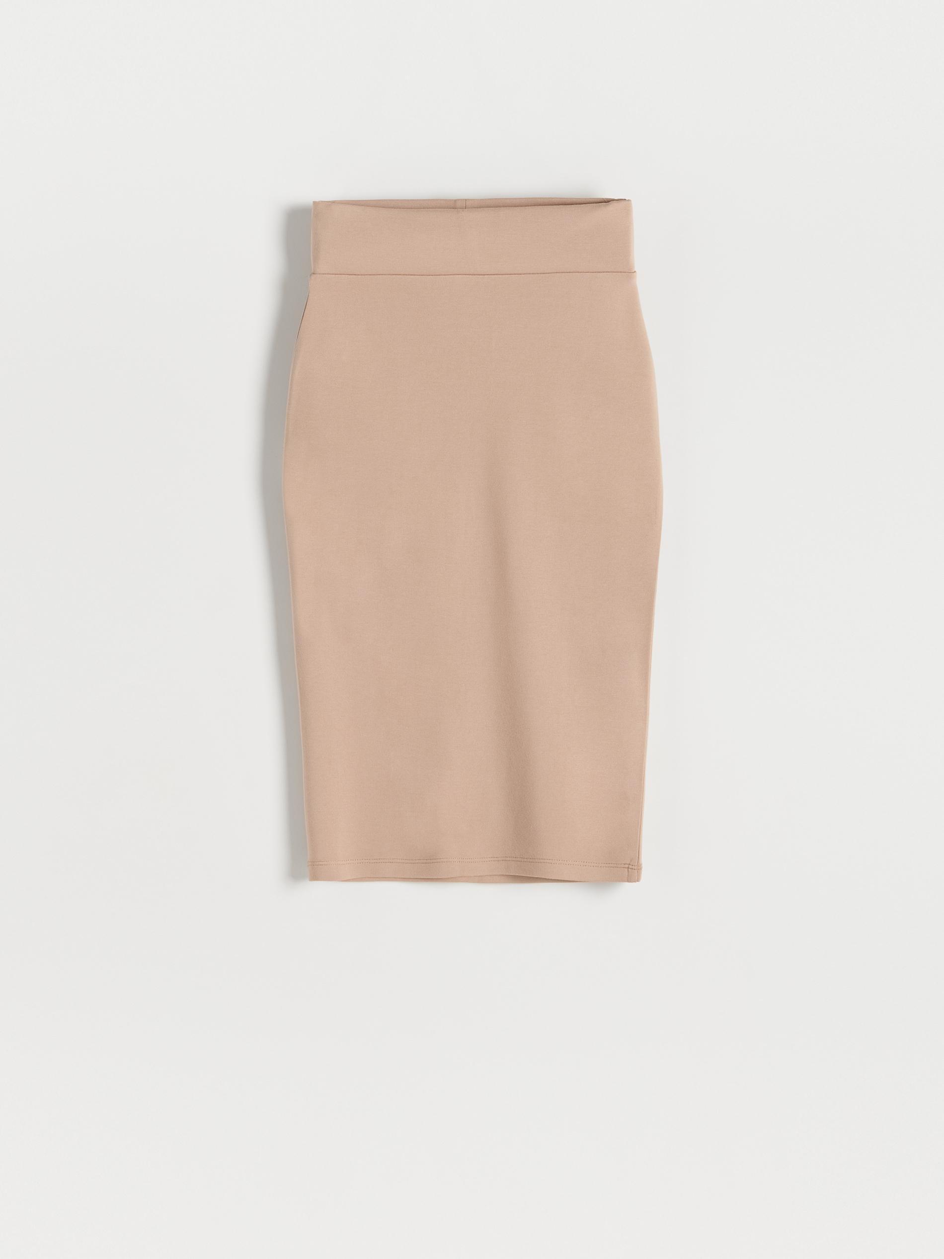 Beige Fitted Midi Skirt, , large image number 0