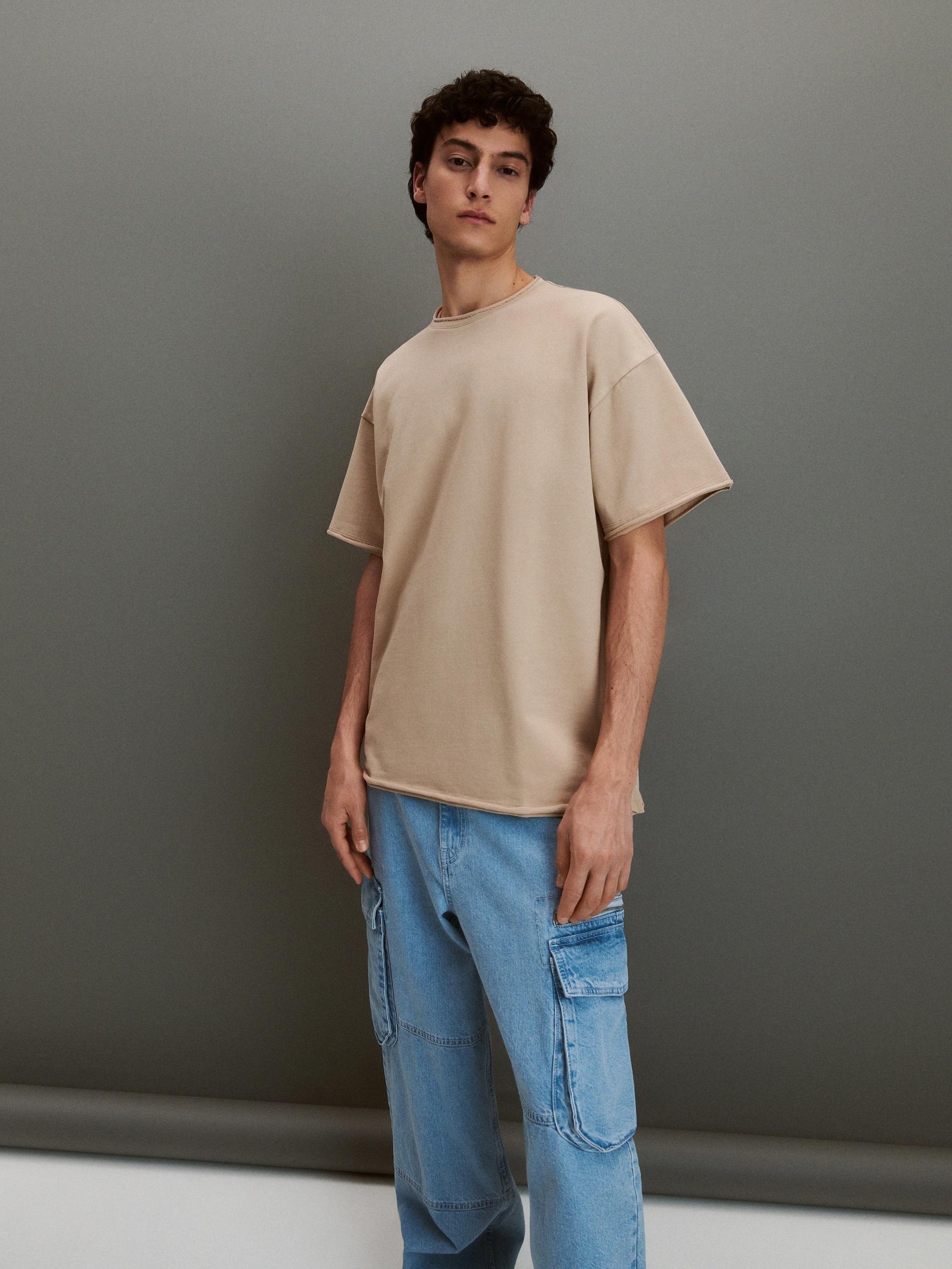 Beige Cotton T-Shirt, , large image number 1