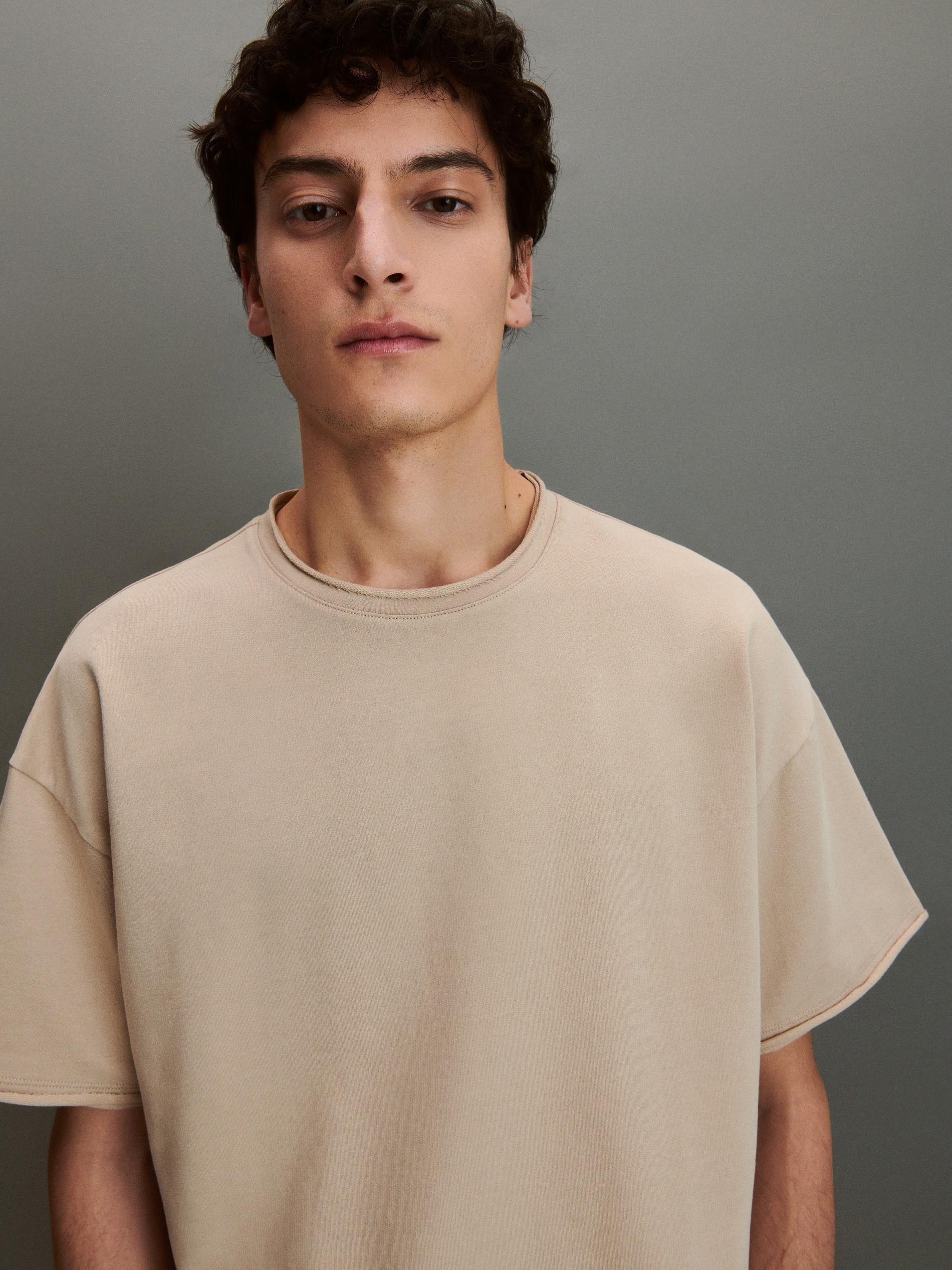 Beige Cotton T-Shirt, , large image number 2