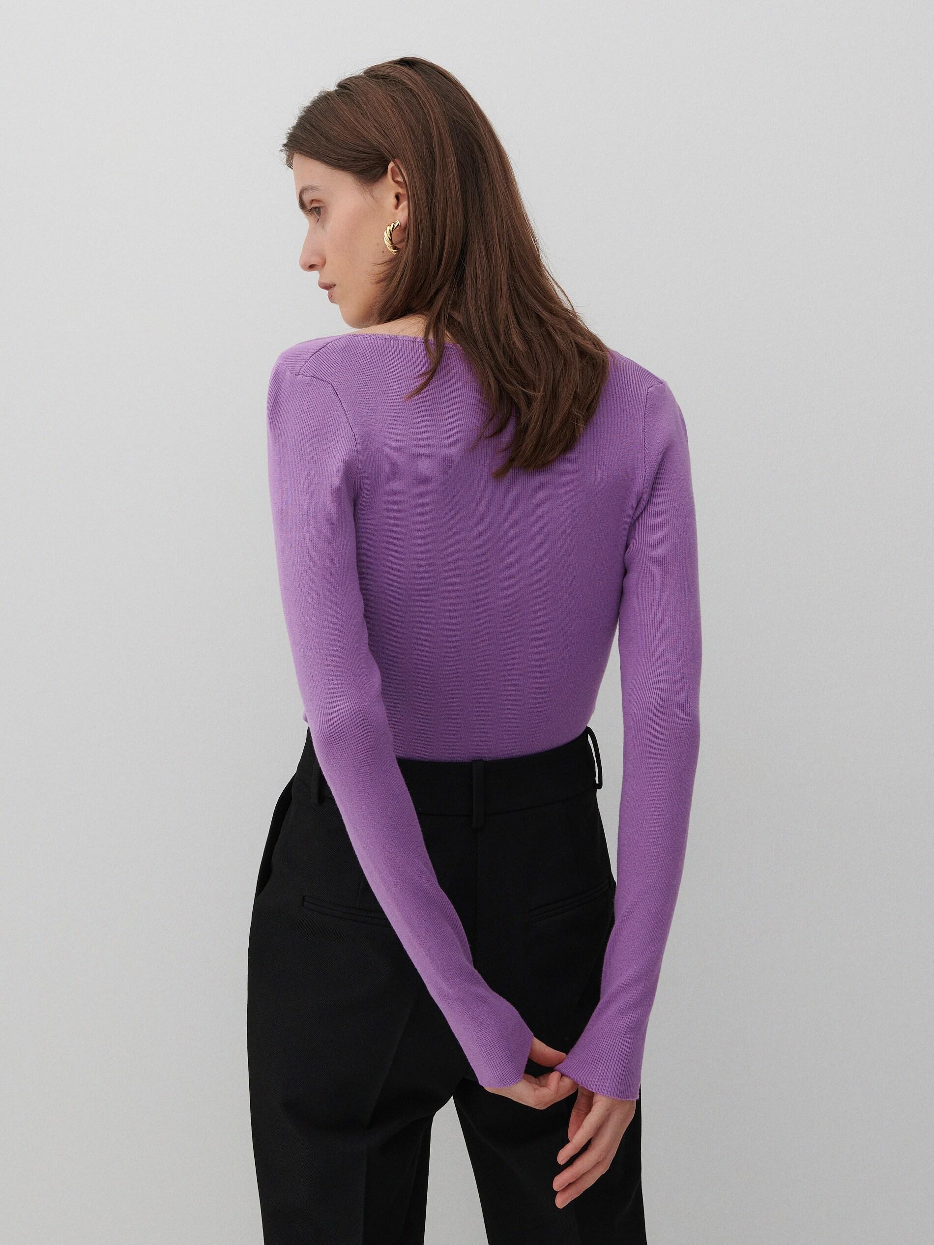 Purple Textured Knit Blouse, , large image number 2