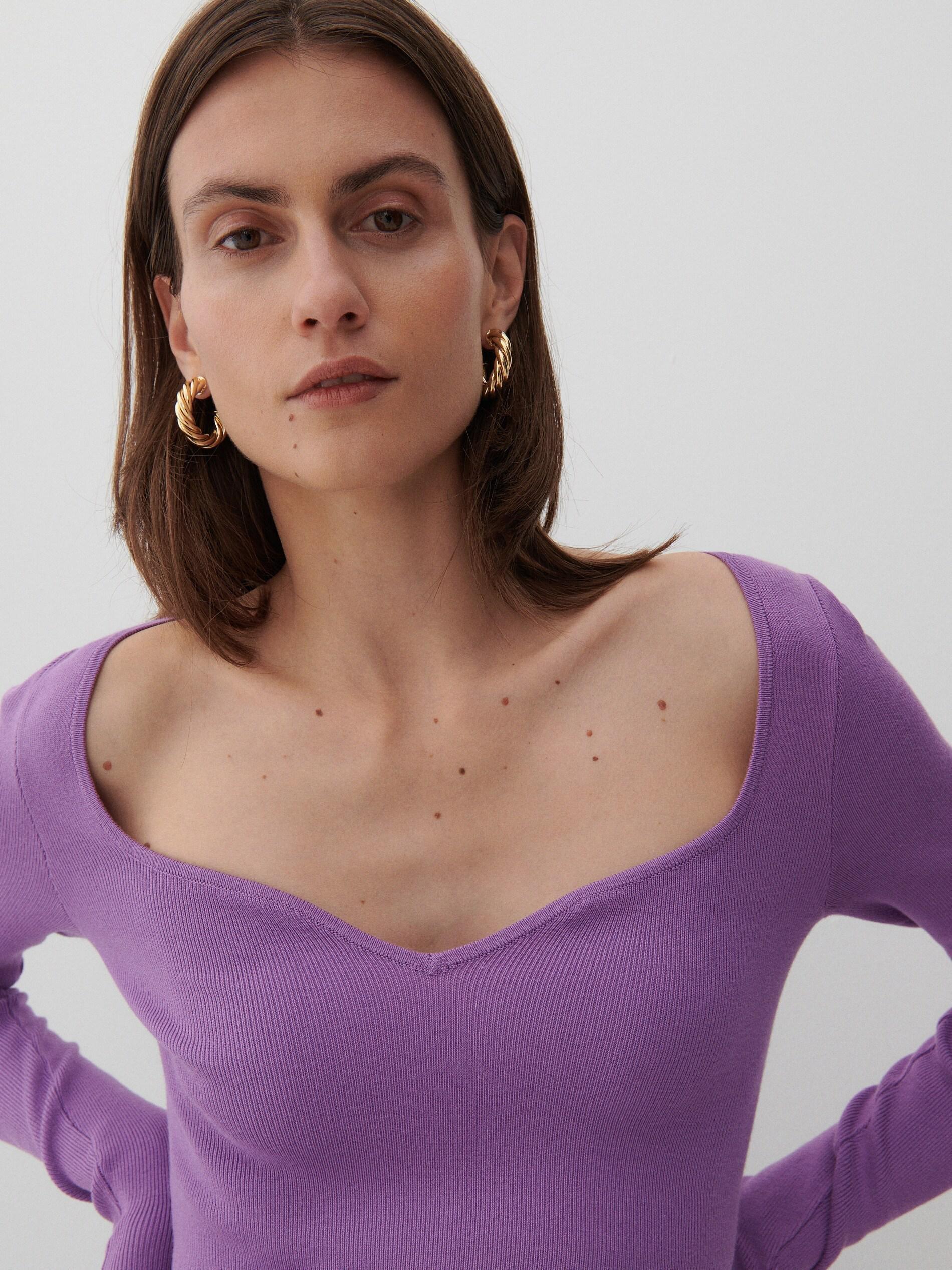 Purple Textured Knit Blouse, , large image number 3