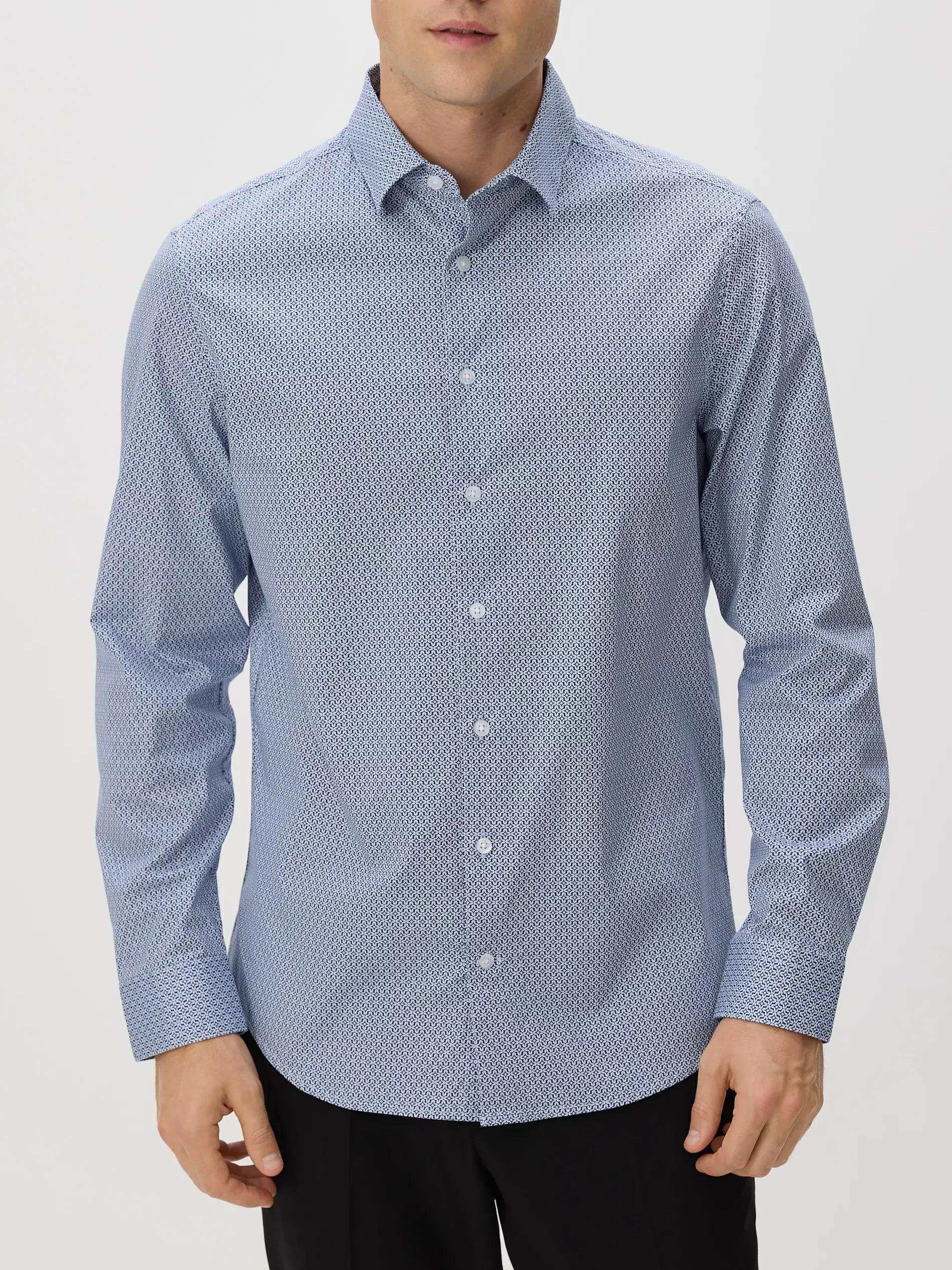Navy Slim Fit Shirt With Fine Pattern, Navy, large image number 1
