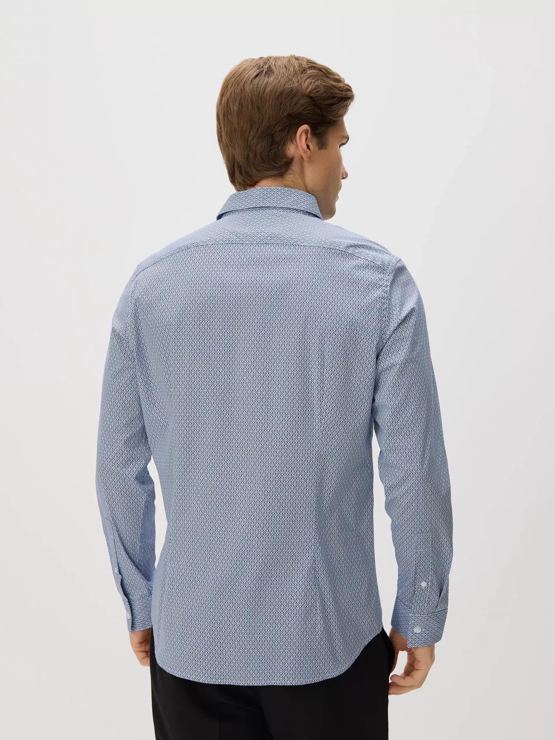 Navy Slim Fit Shirt With Fine Pattern, Navy, large image number 2