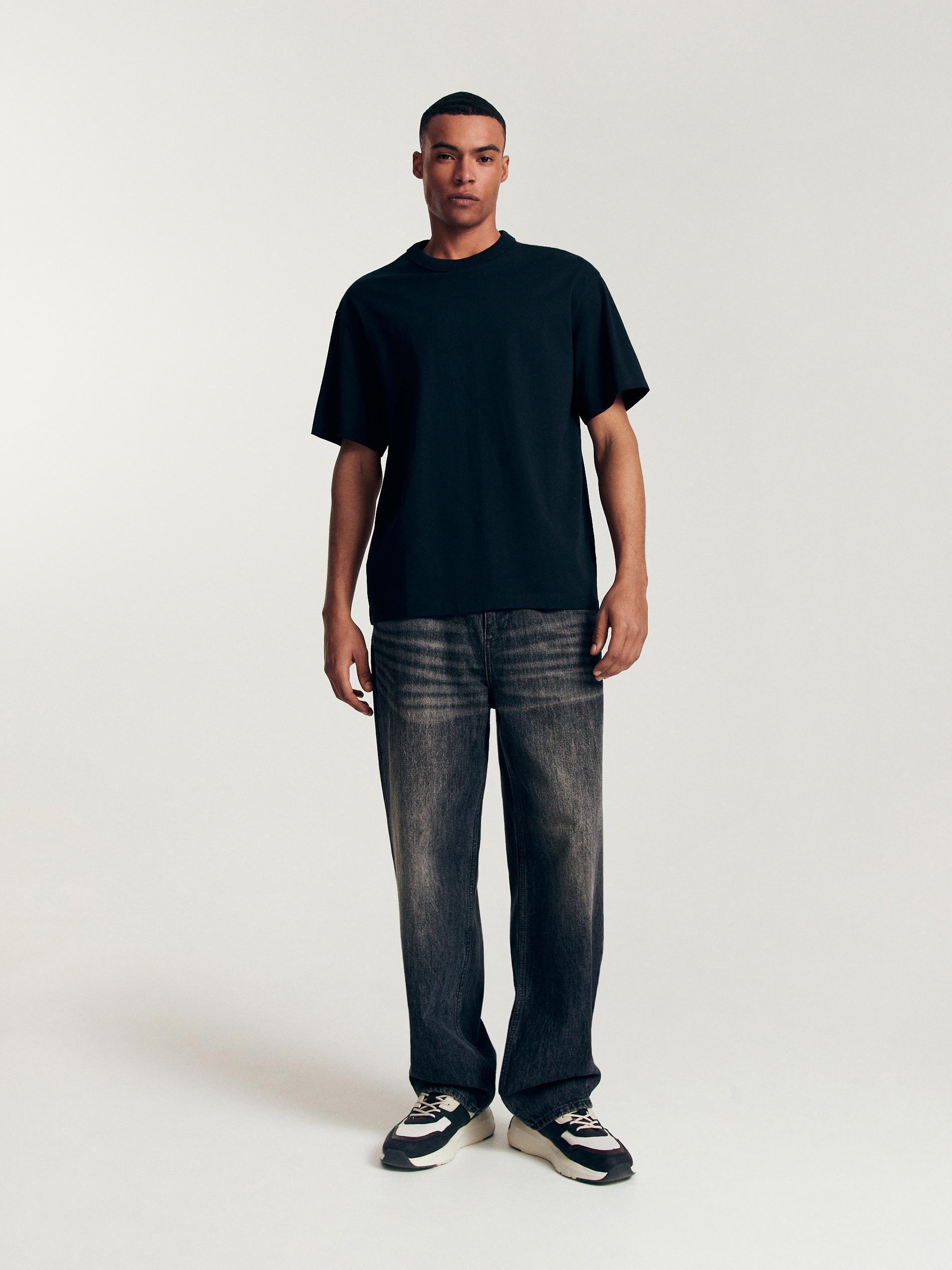 Black Printed Oversized T-Shirt, , large image number 0