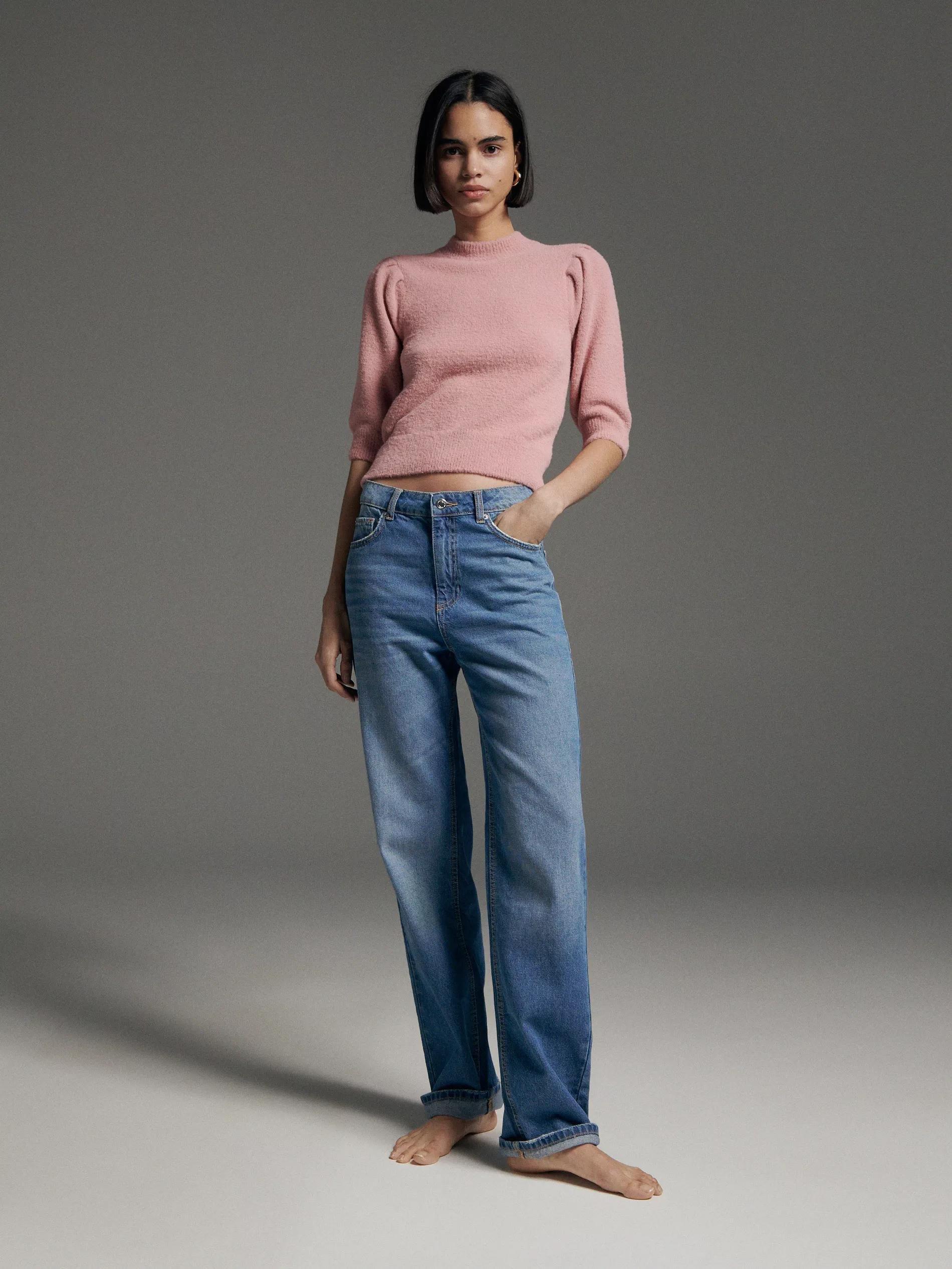Dusty Rose Sweater With Short Sleeves, , large image number 0