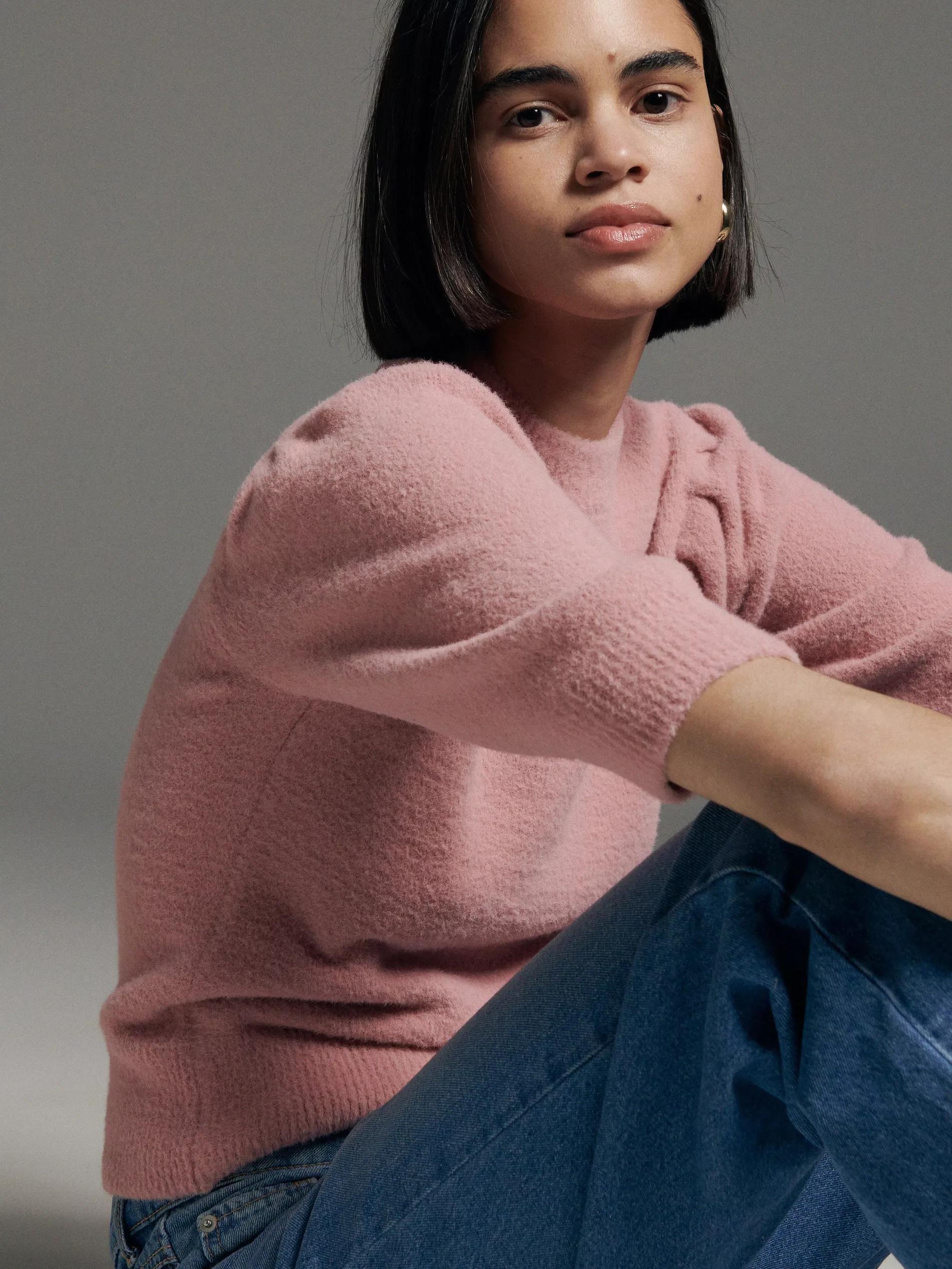 Dusty Rose Sweater With Short Sleeves, , large image number 1