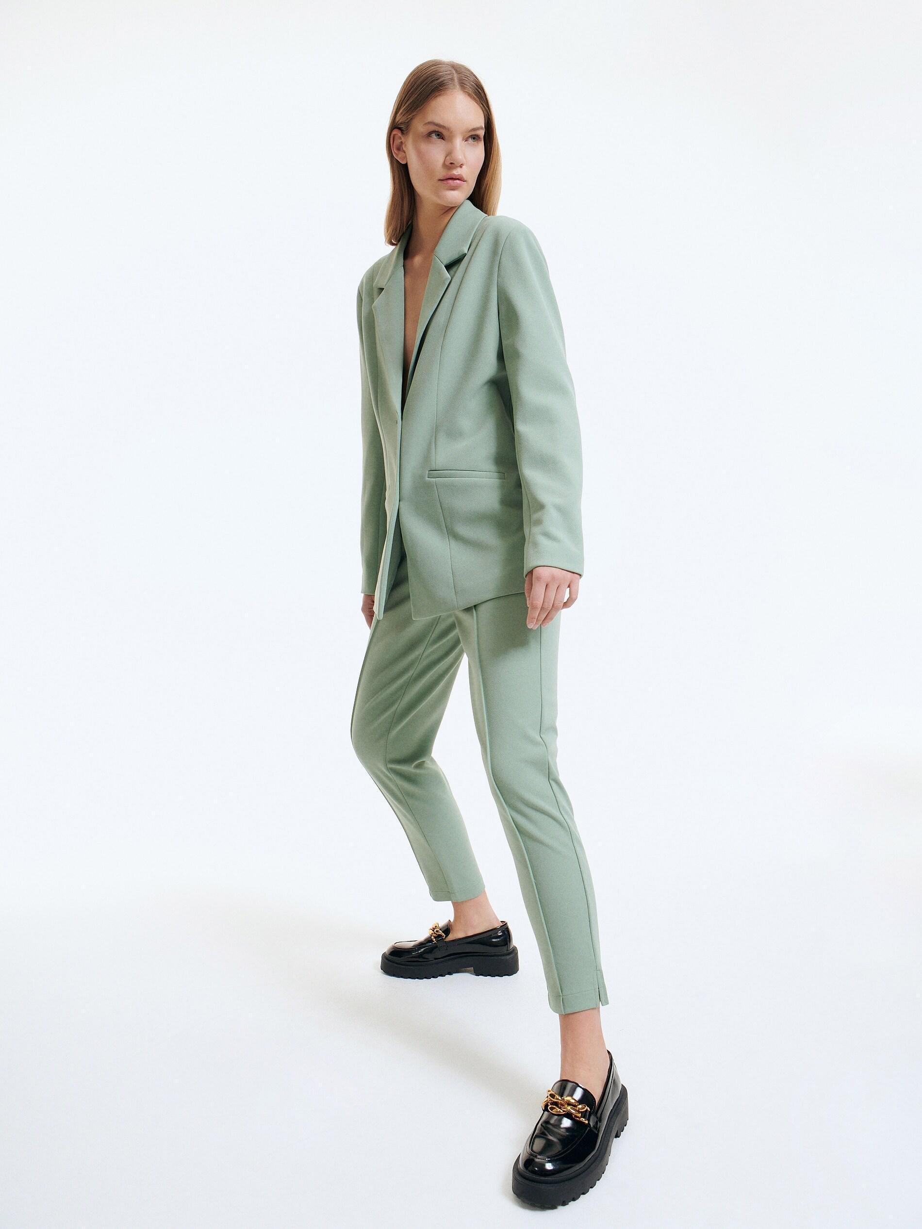 Pale Green Trousers With Creases, , large image number 0