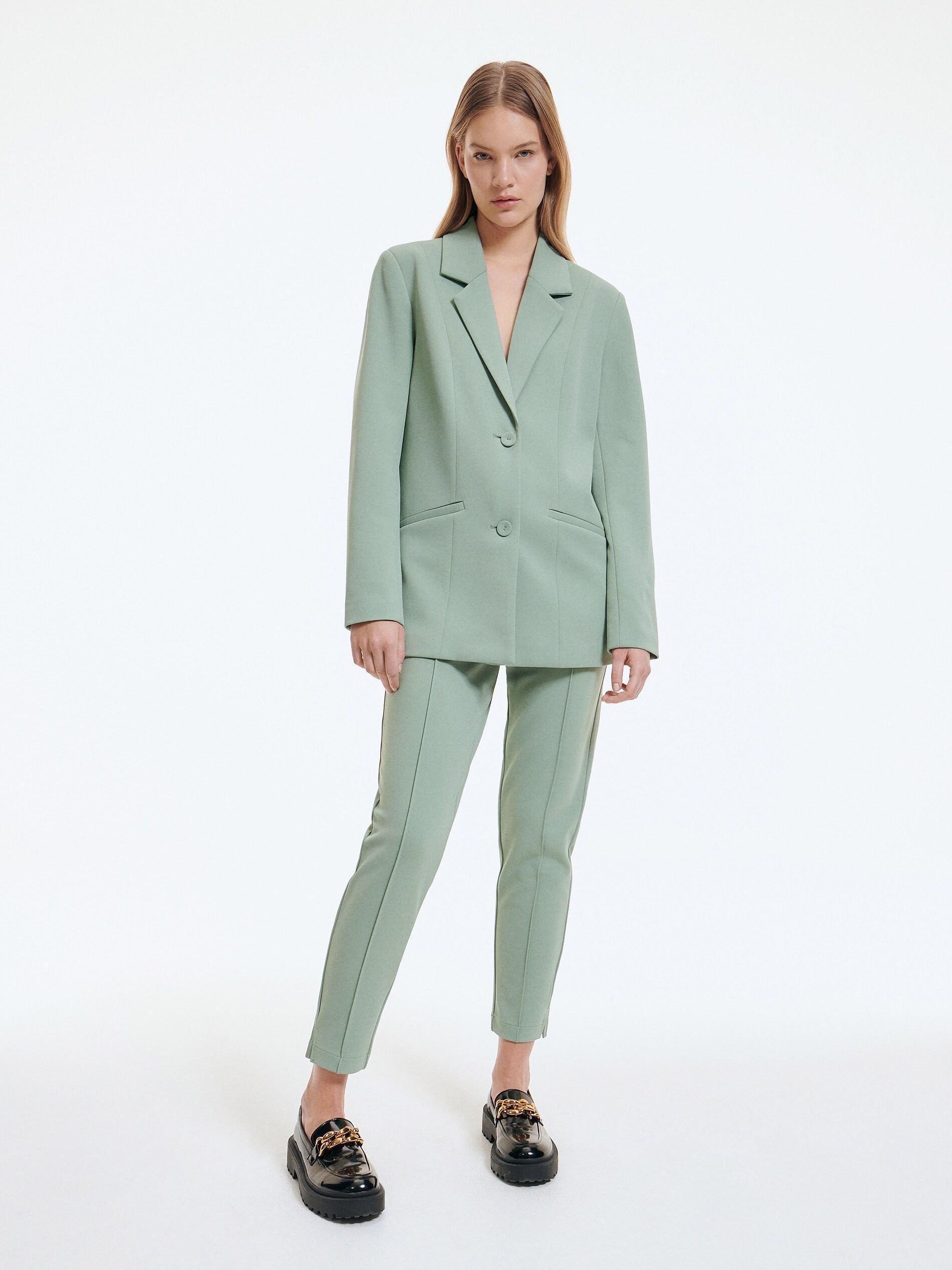 Pale Green Trousers With Creases, , large image number 1