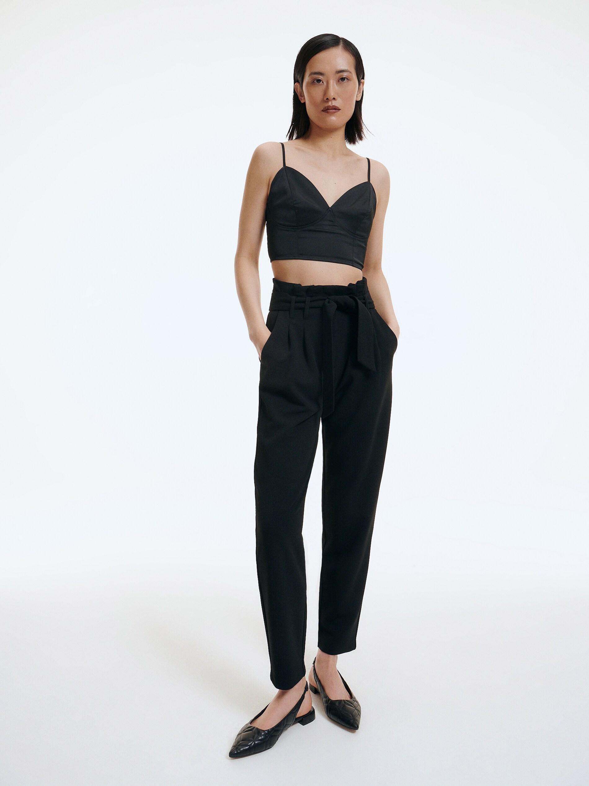 Black Paperbag Trousers, , large image number 0