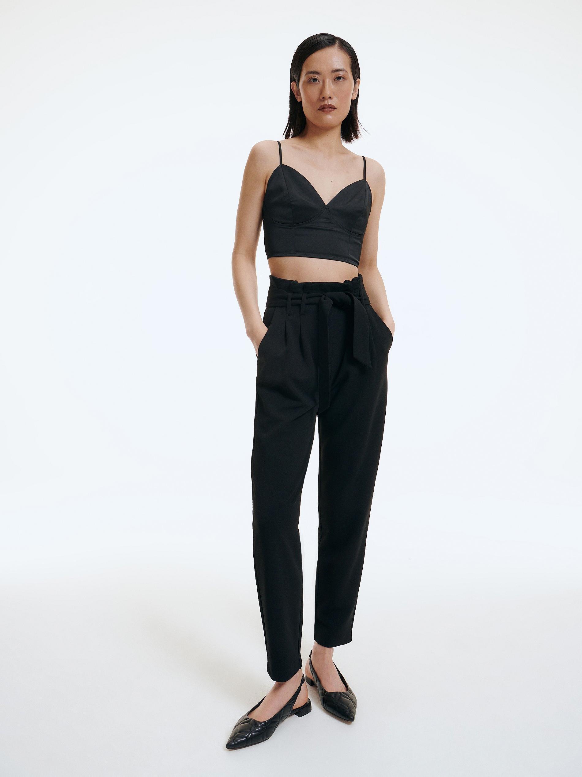 Black Paperbag Trousers, , large image number 1