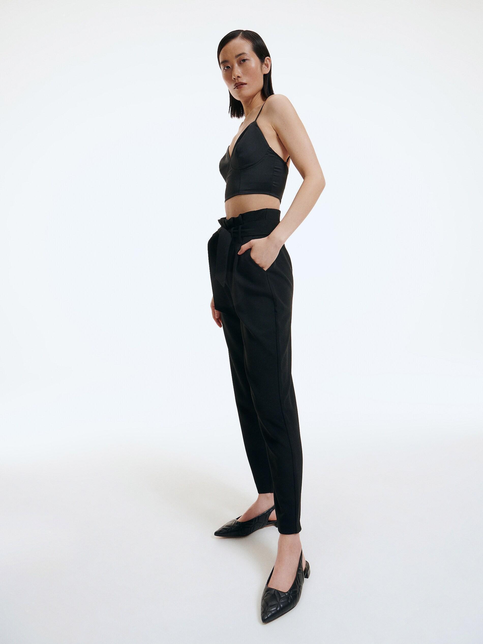 Black Paperbag Trousers, , large image number 2