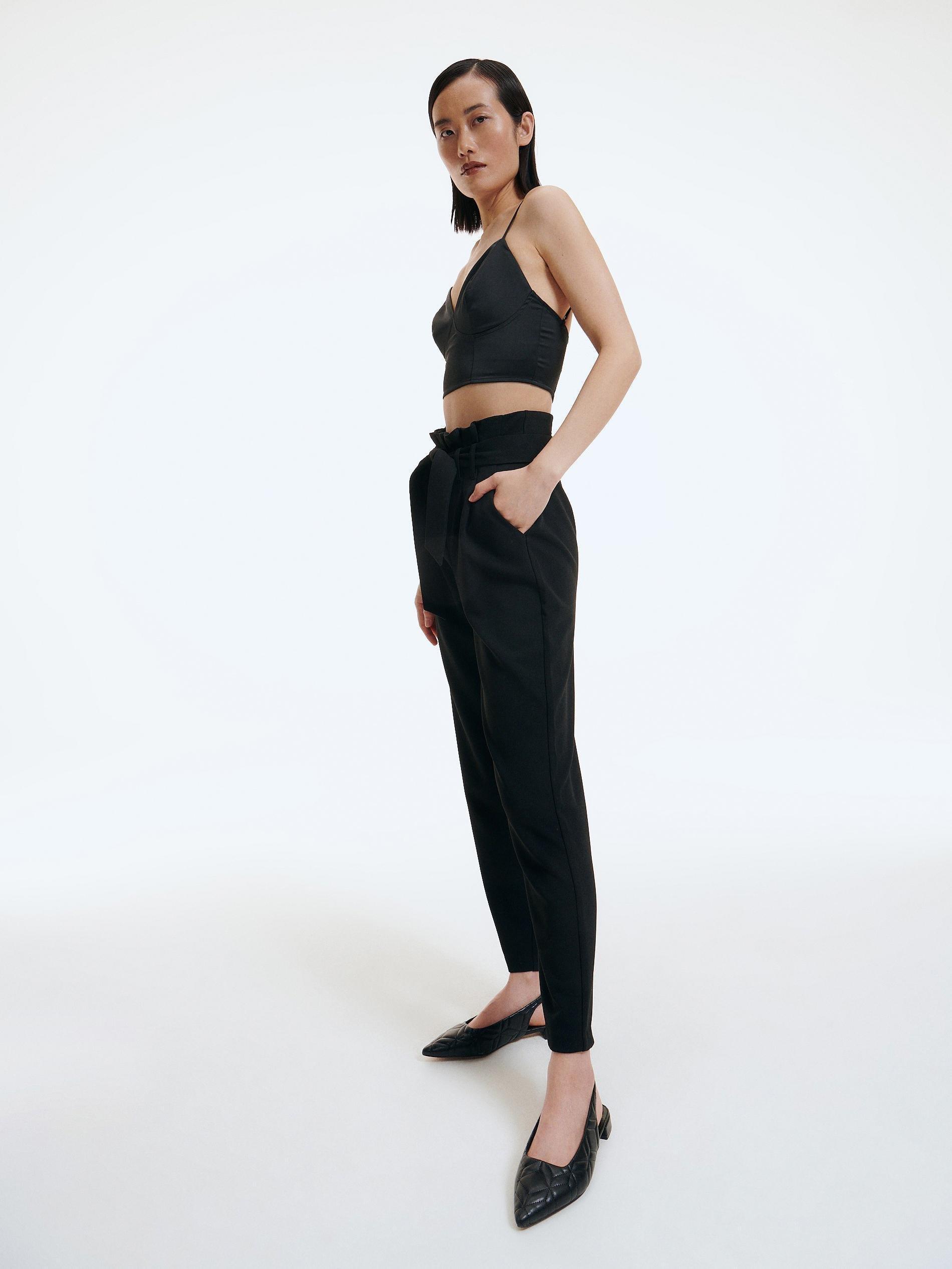 Black Paperbag Trousers, , large image number 3