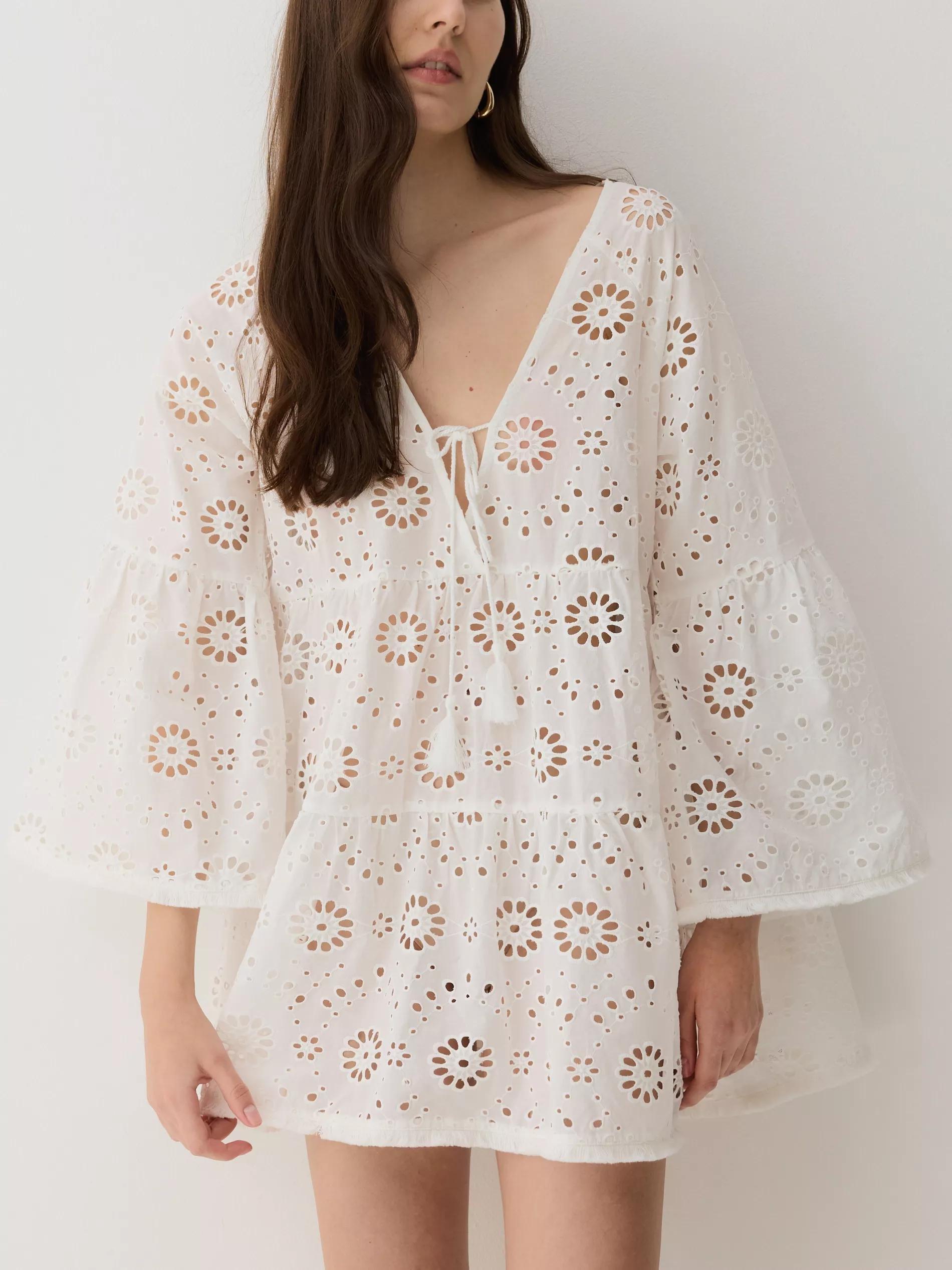 Cream Openwork Beach Dress, , large image number 0