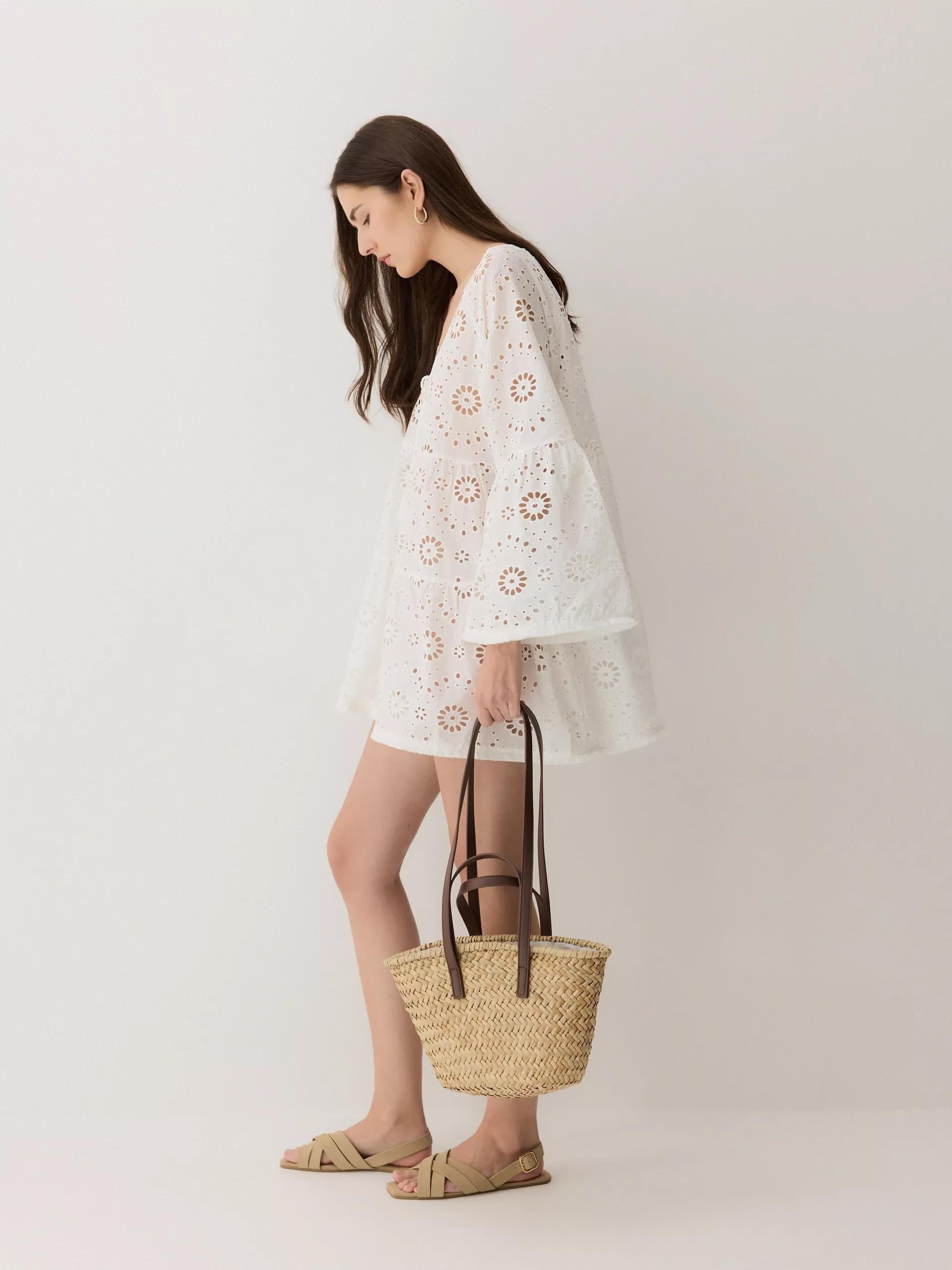 Cream Openwork Beach Dress, , large image number 1