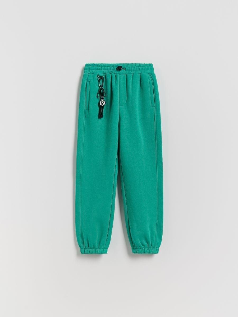 Green Cotton Joggers, Turquoise, large image number 0