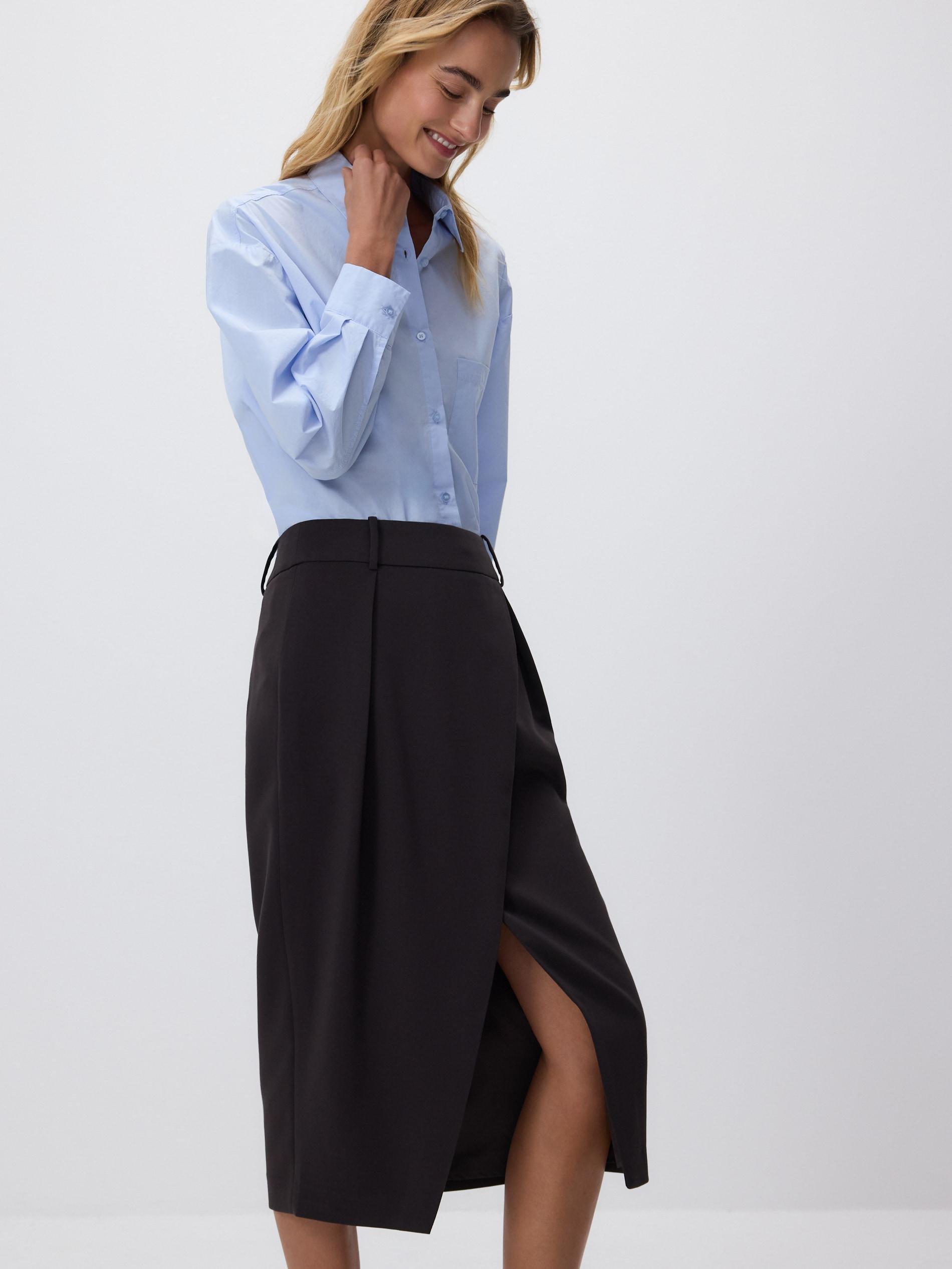 LADIES` SKIRT DARK BROWN, Brown, medium