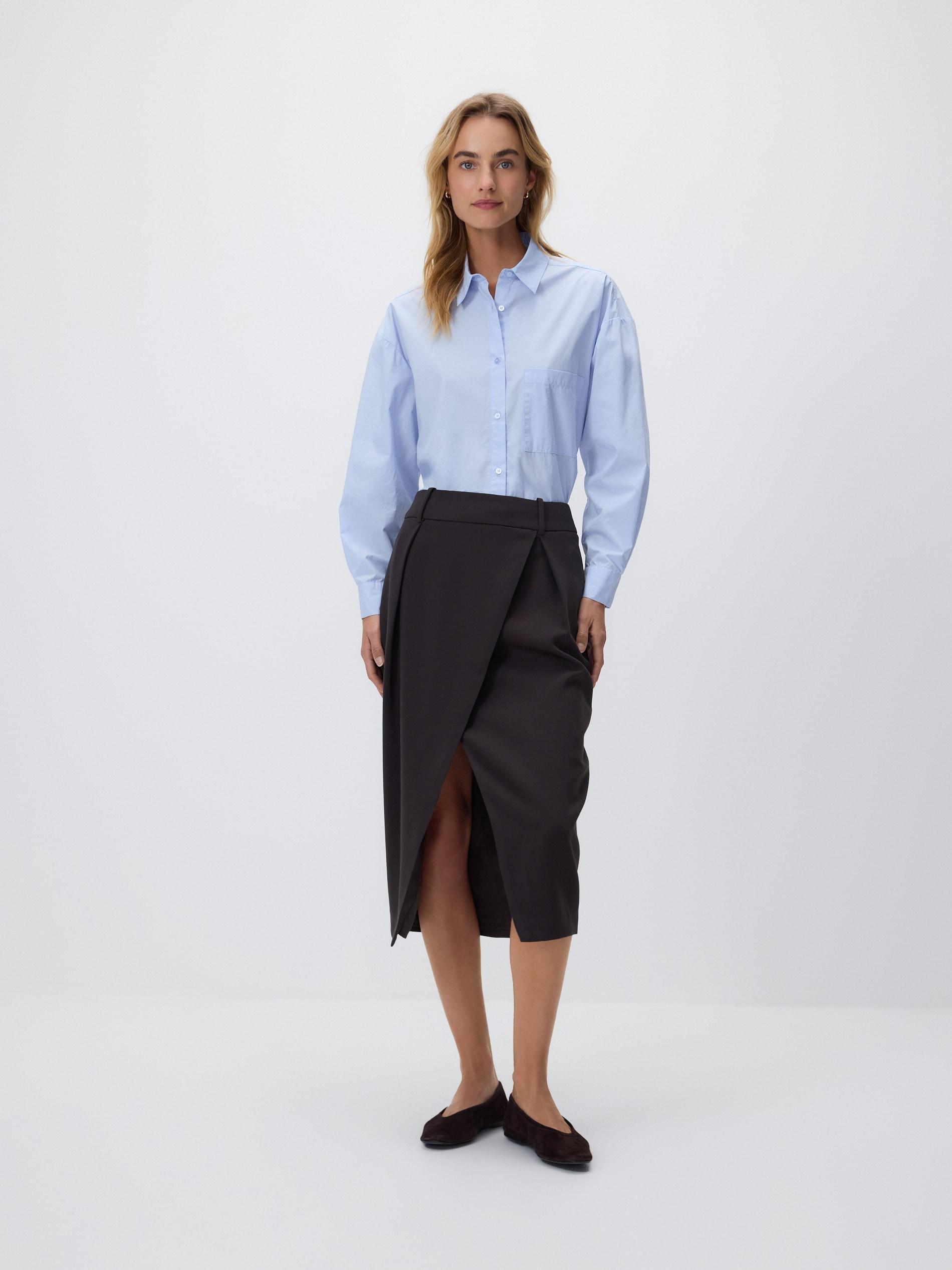 Brown Skirt With Decorative Slit, Brown, medium