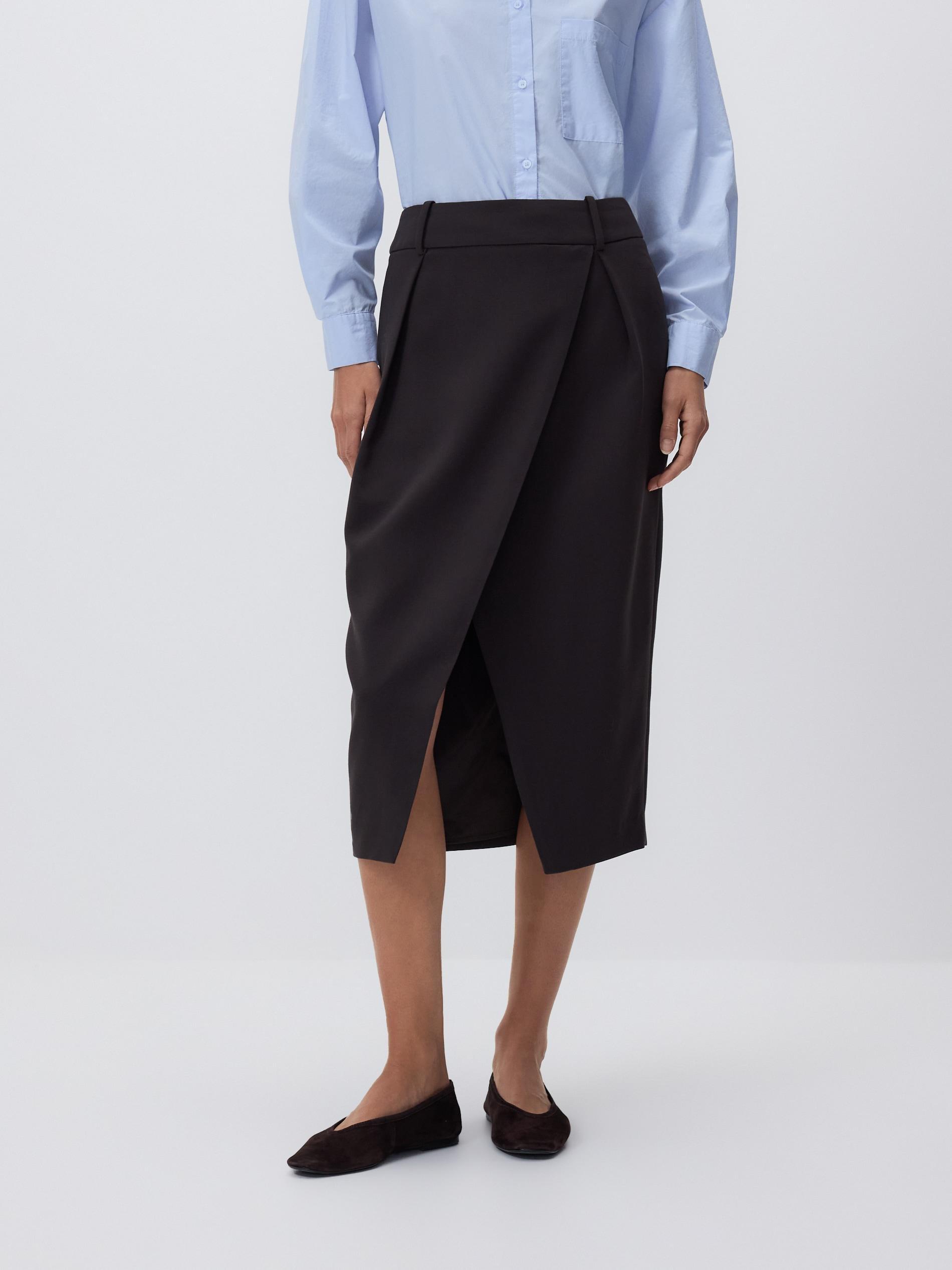 LADIES` SKIRT DARK BROWN, Brown, medium