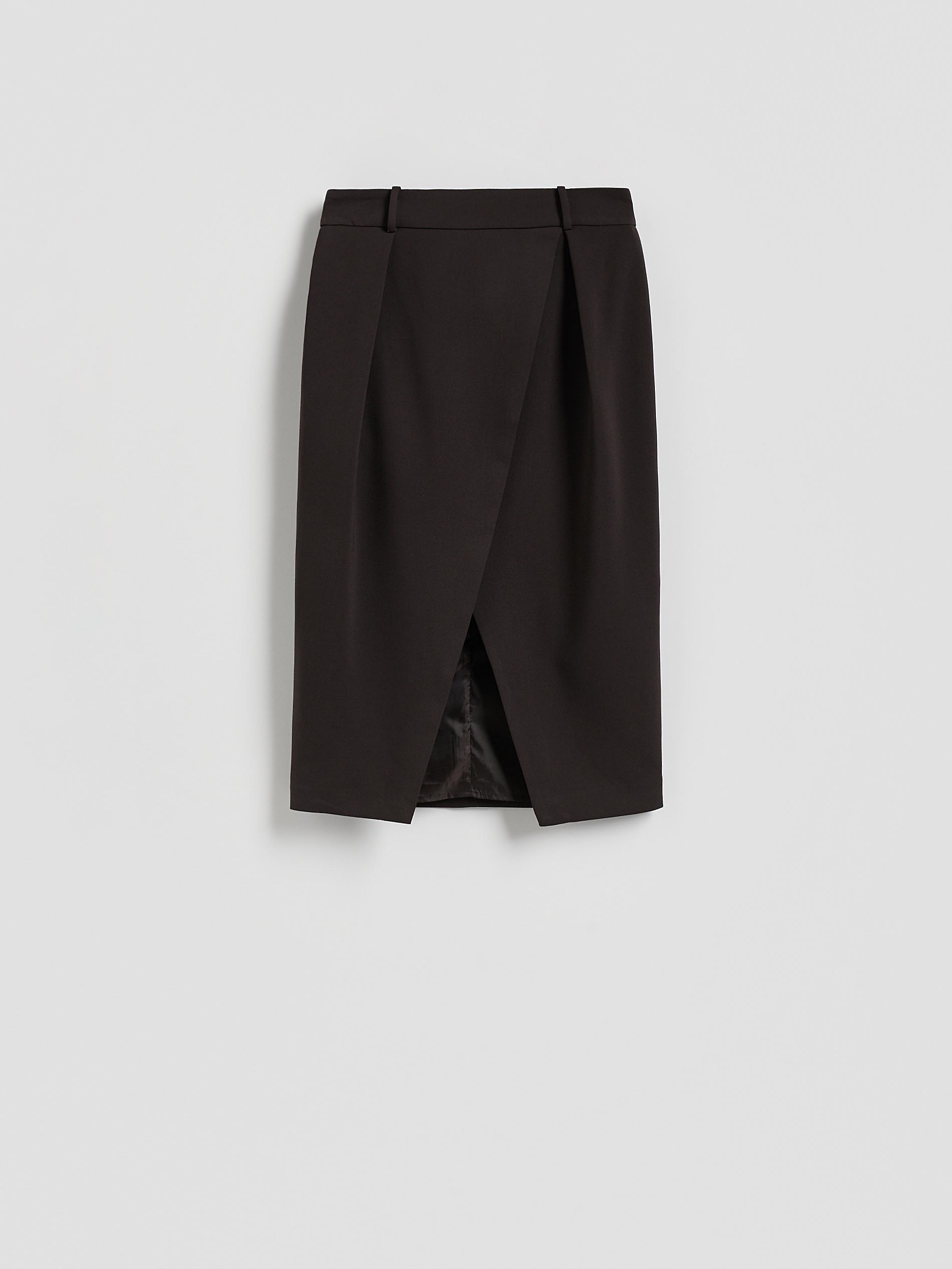 Brown Skirt With Decorative Slit, Brown, large image number 4