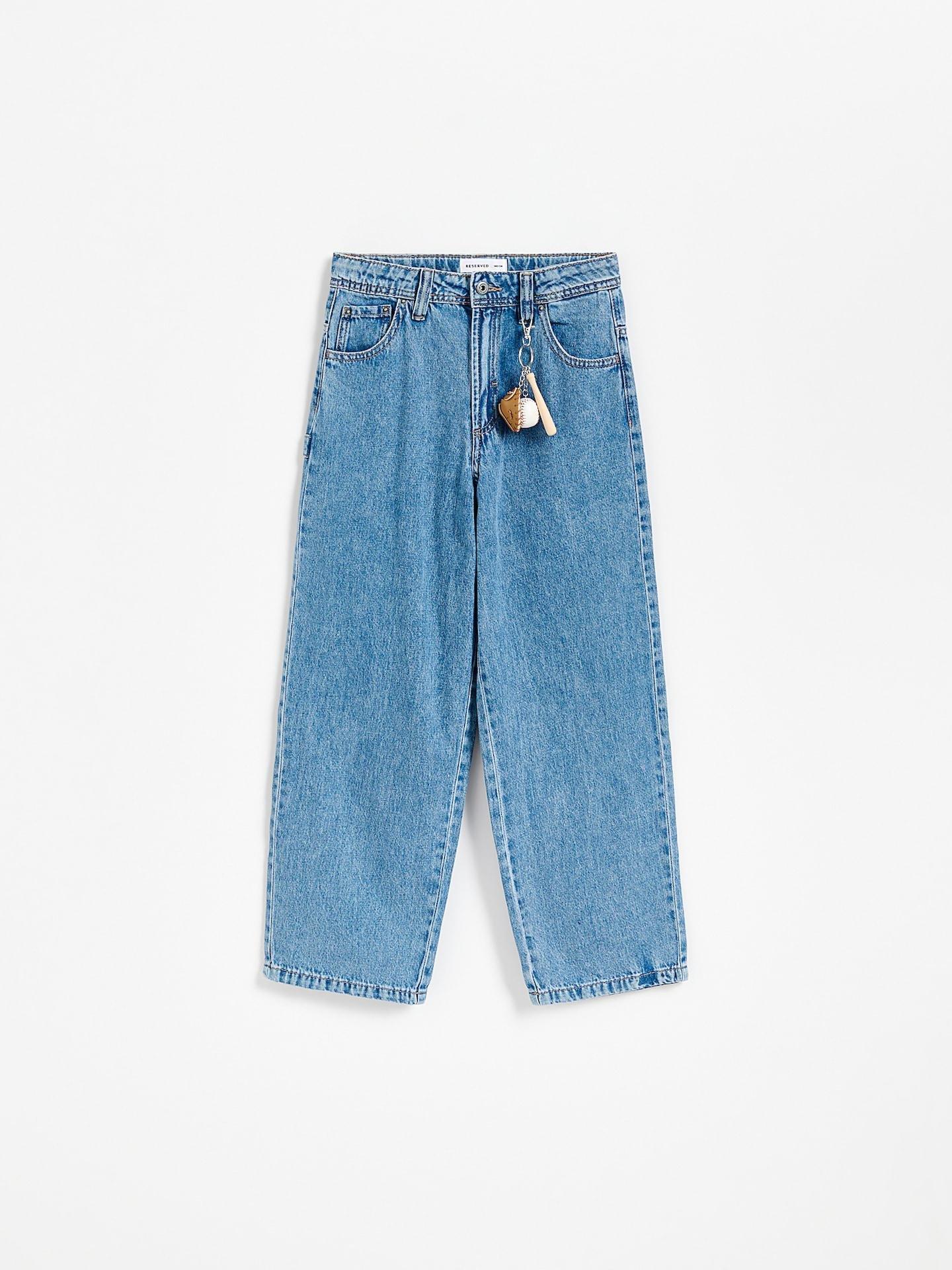 Blue Jeans Baggy Jeans With Keychain, Blue, medium