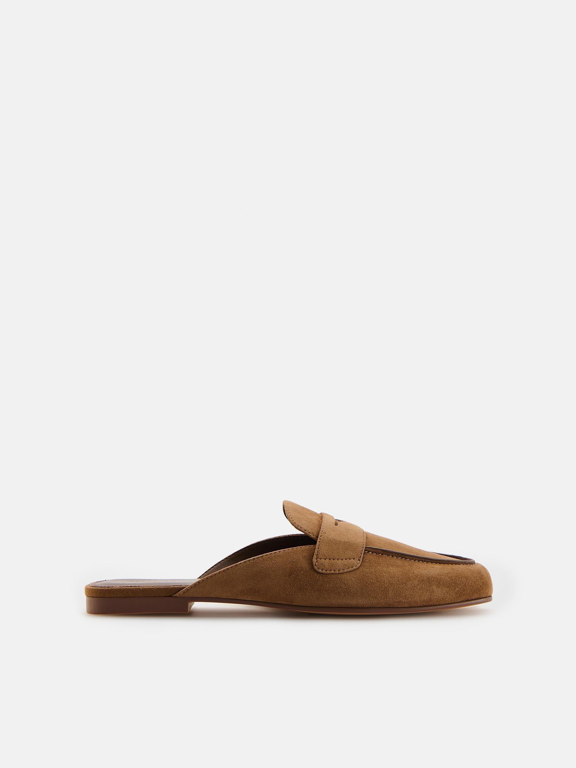 Brown Suede Mule Shoes, Brown, large image number 0