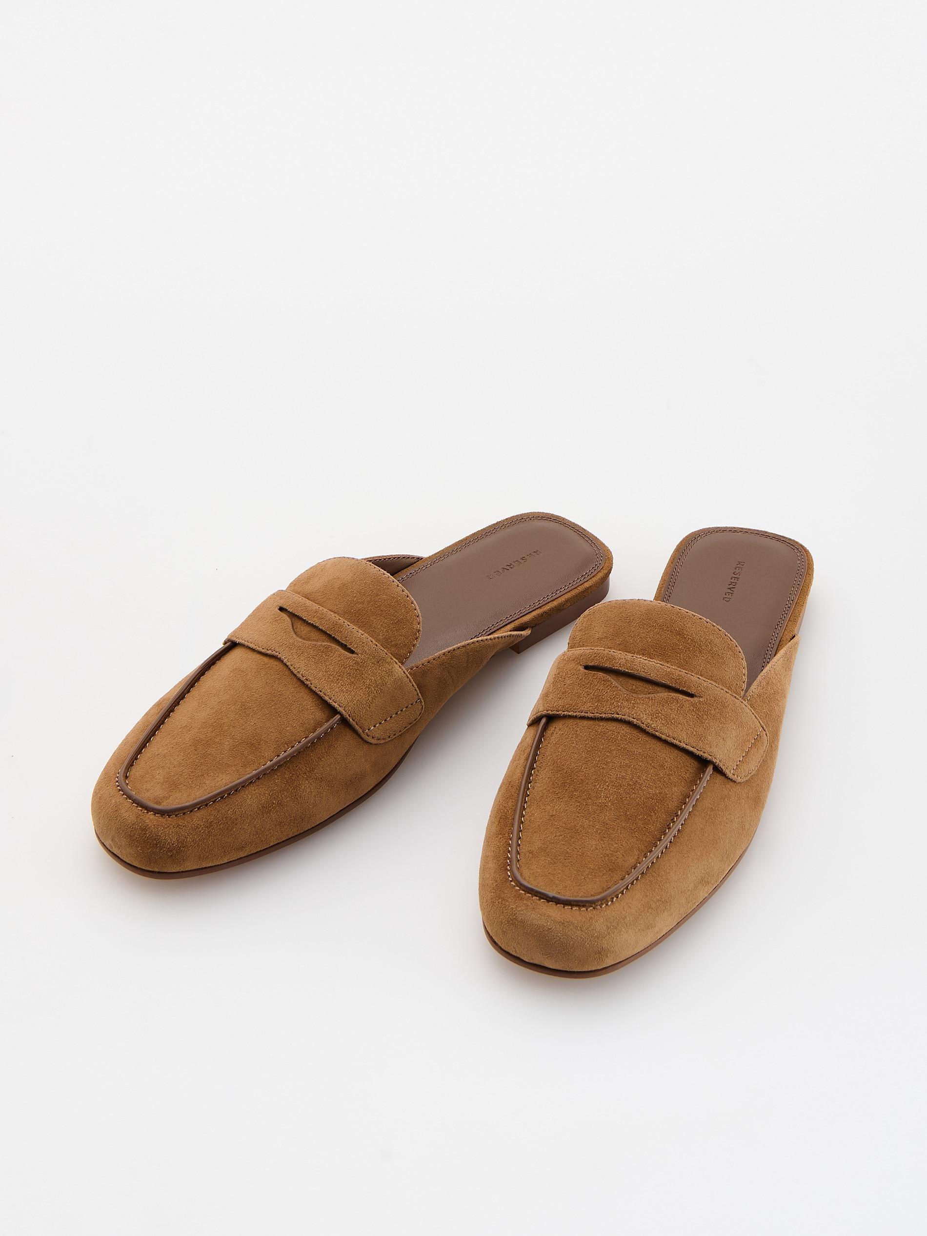 Brown Suede Mule Shoes, Brown, large image number 1