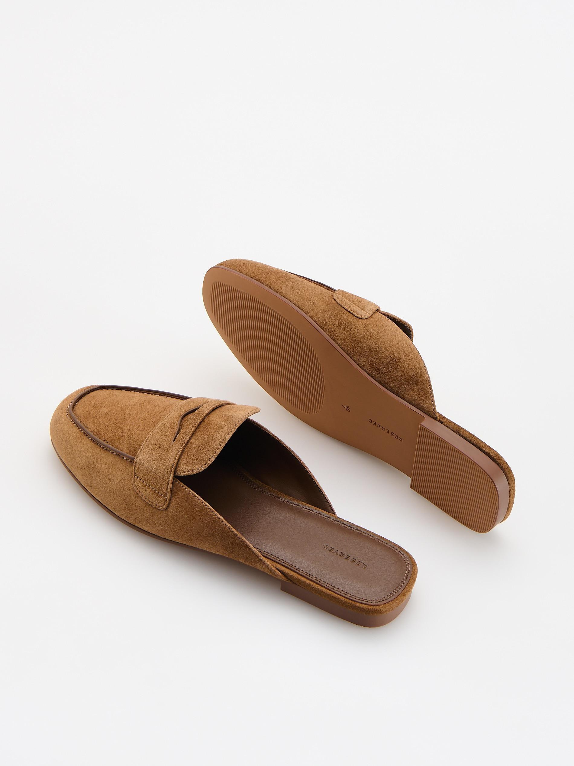 Brown Suede Mule Shoes, Brown, medium