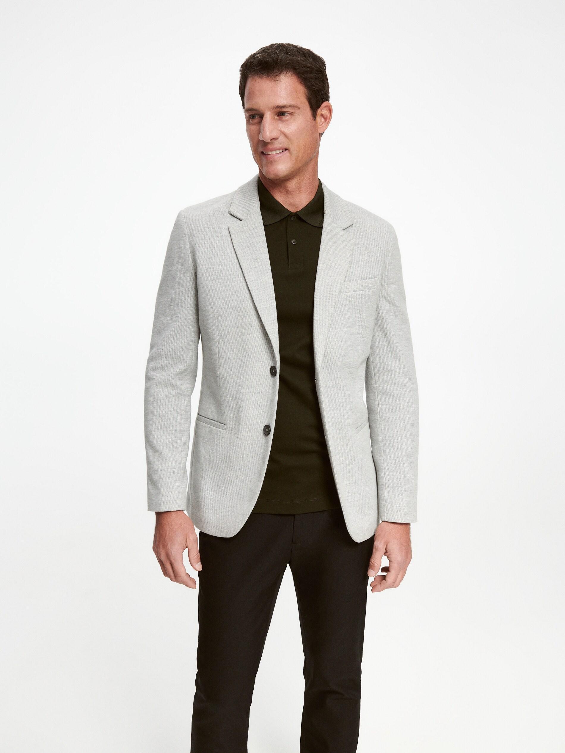 Men's Cotton Stand Collar Slim Fit Plain Blazer, Size: S,M,L,XL