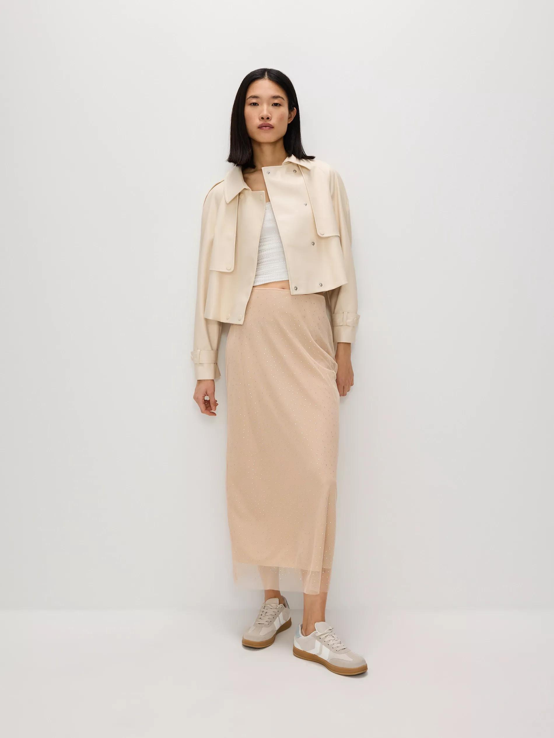Beige Applique Maxi Skirt, , large image number 0