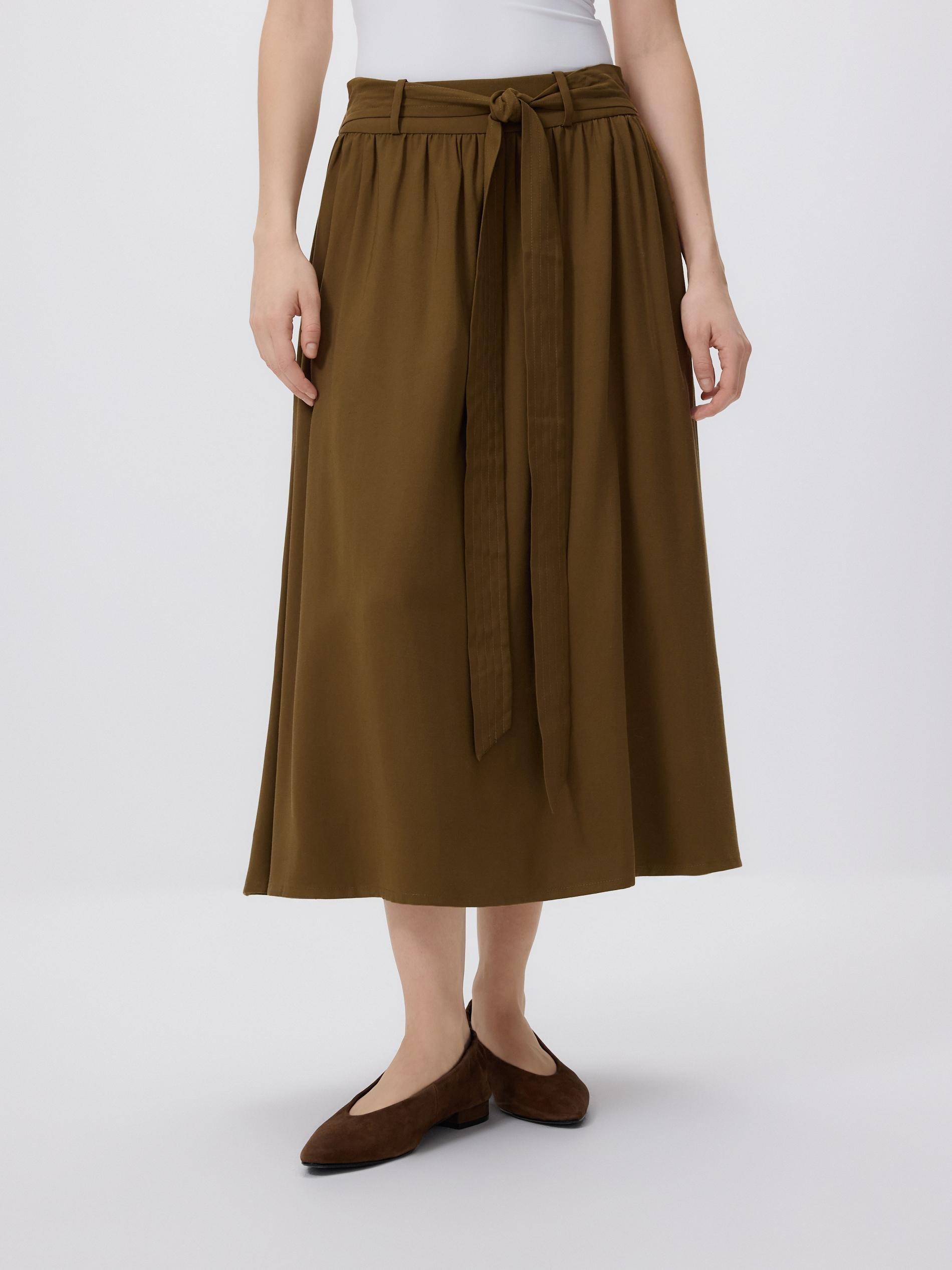 Green Viscose Blend Skirt, Khaki, large image number 1