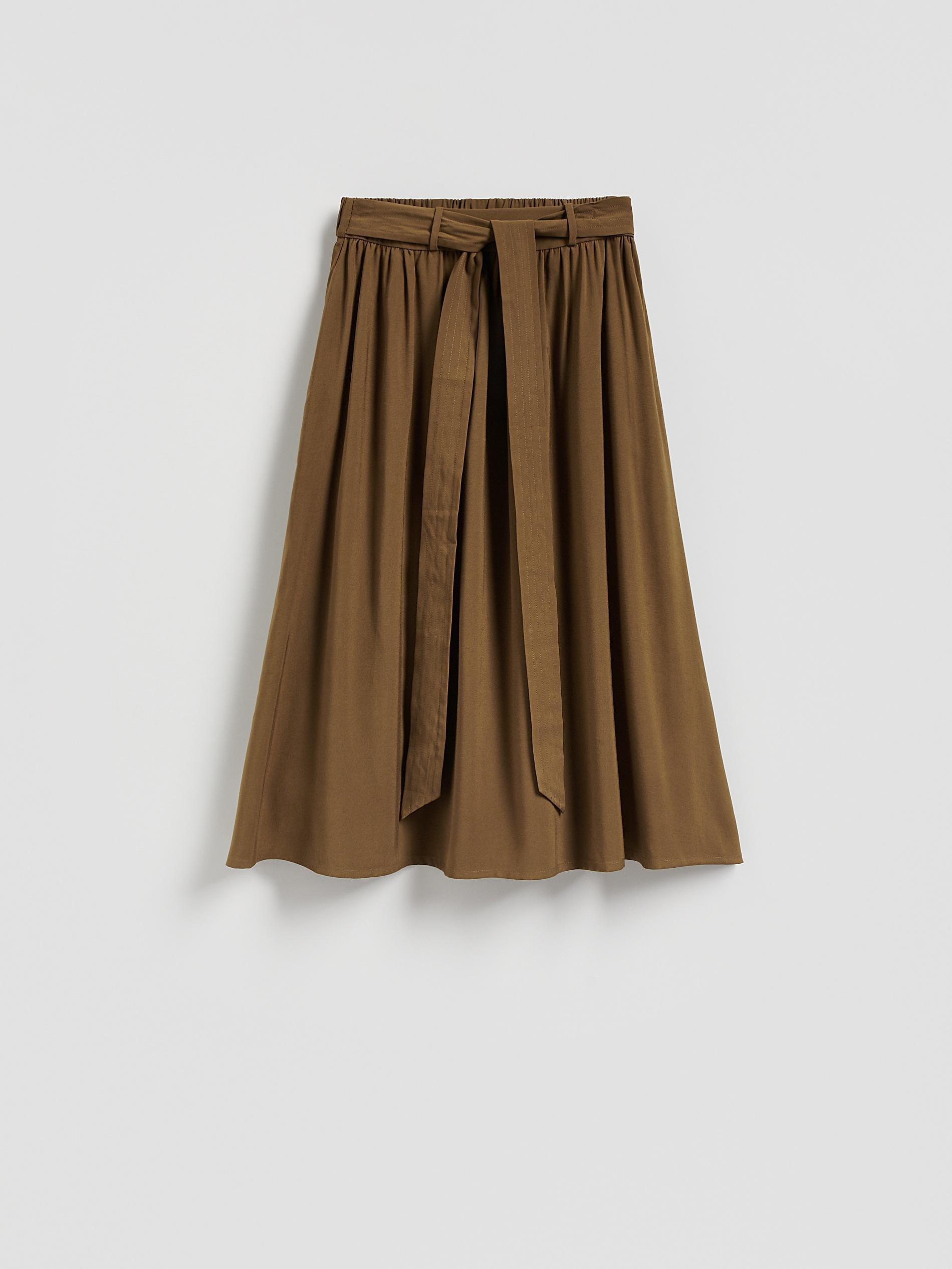 Green Viscose Blend Skirt, Khaki, large image number 3