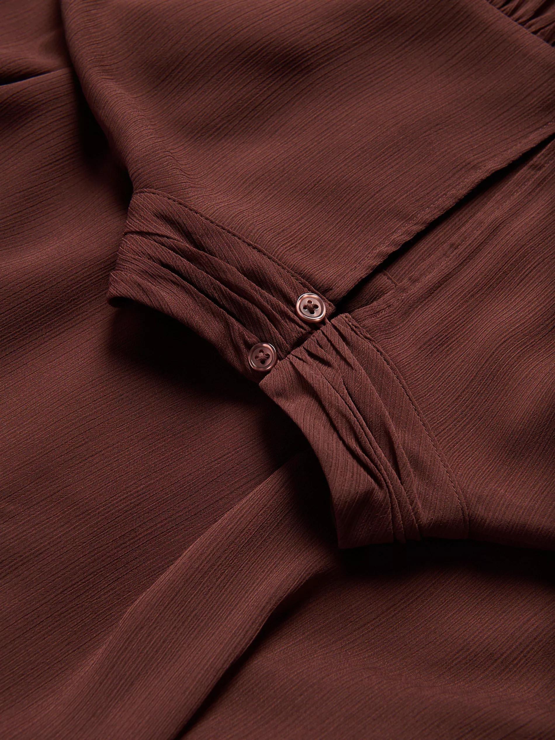 Brown Chiffon Mini Dress, Brown, large image number 5