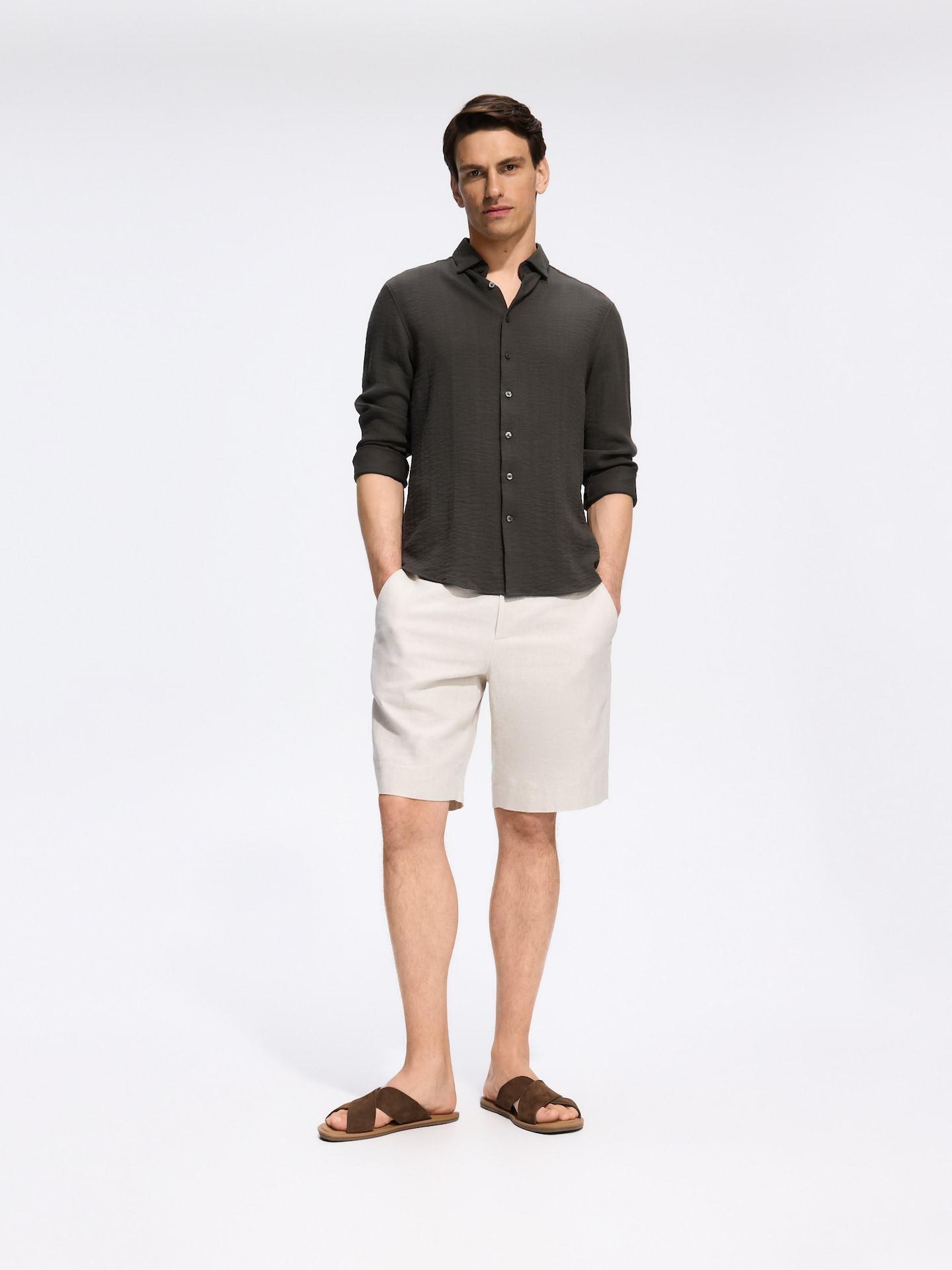 Green Regular Fit Shirt, Khaki, large image number 1