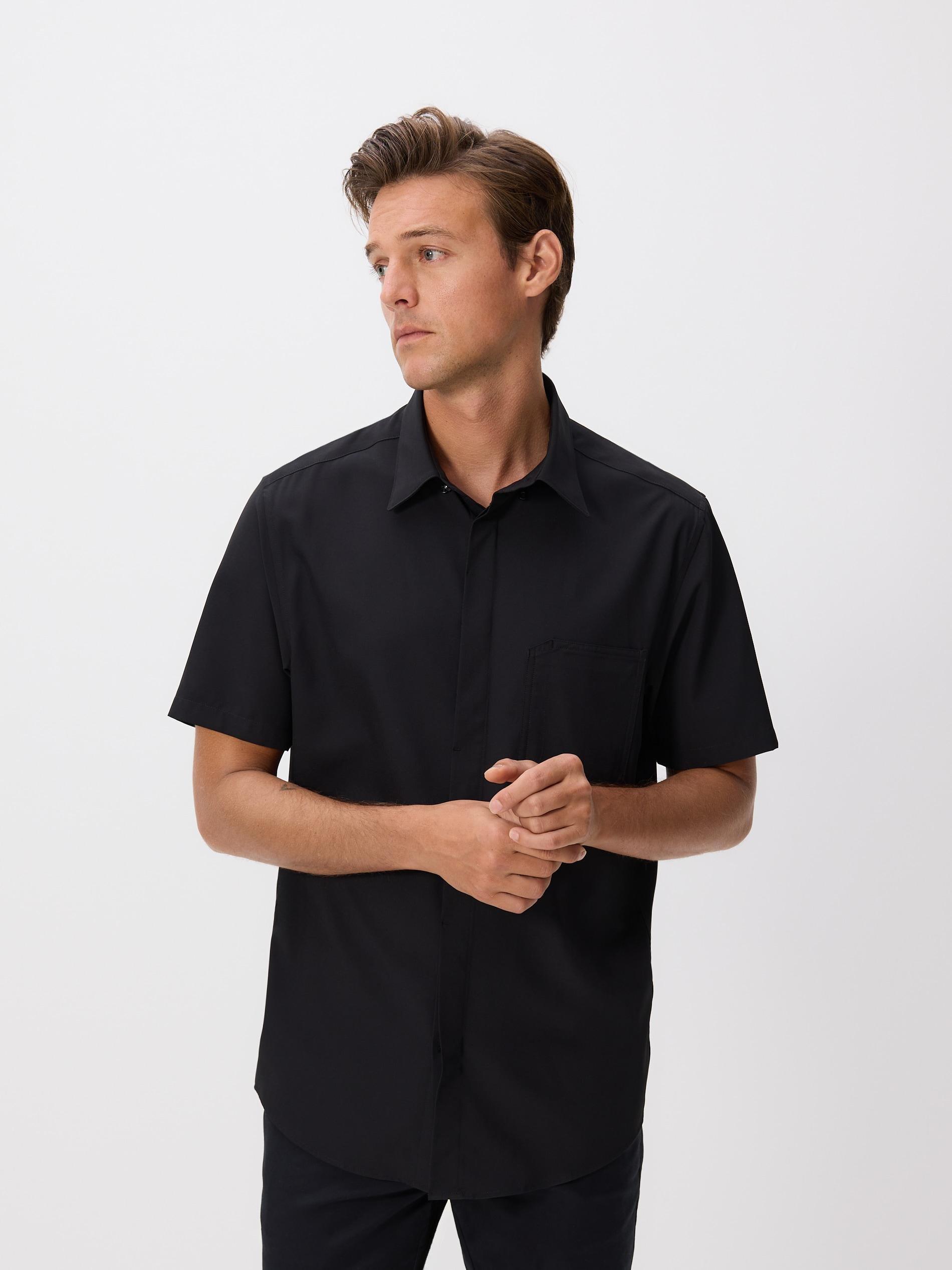 Black Regular Fit Short Sleeve Shirt, Black, large image number 1