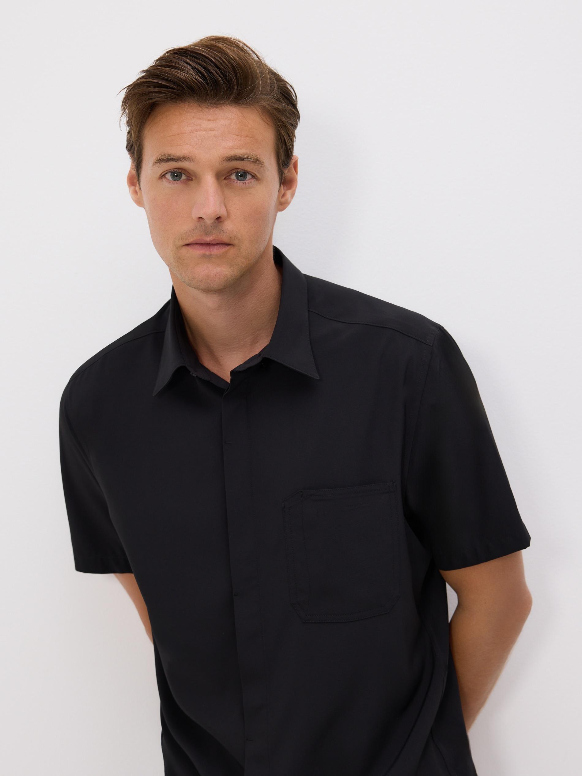 Black Regular Fit Short Sleeve Shirt, Black, large image number 4