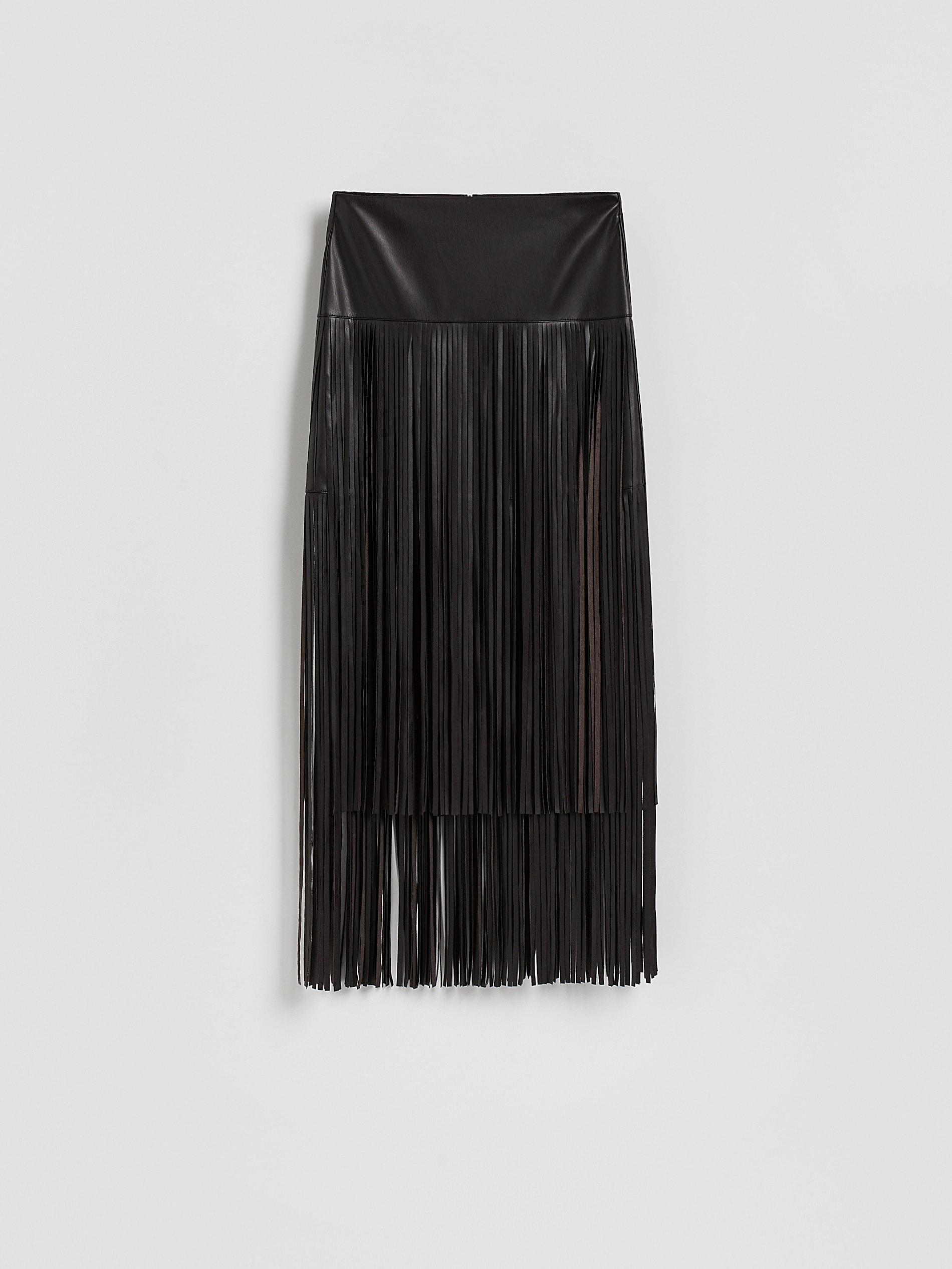 Brown Skirt With Fringes, Brown, medium