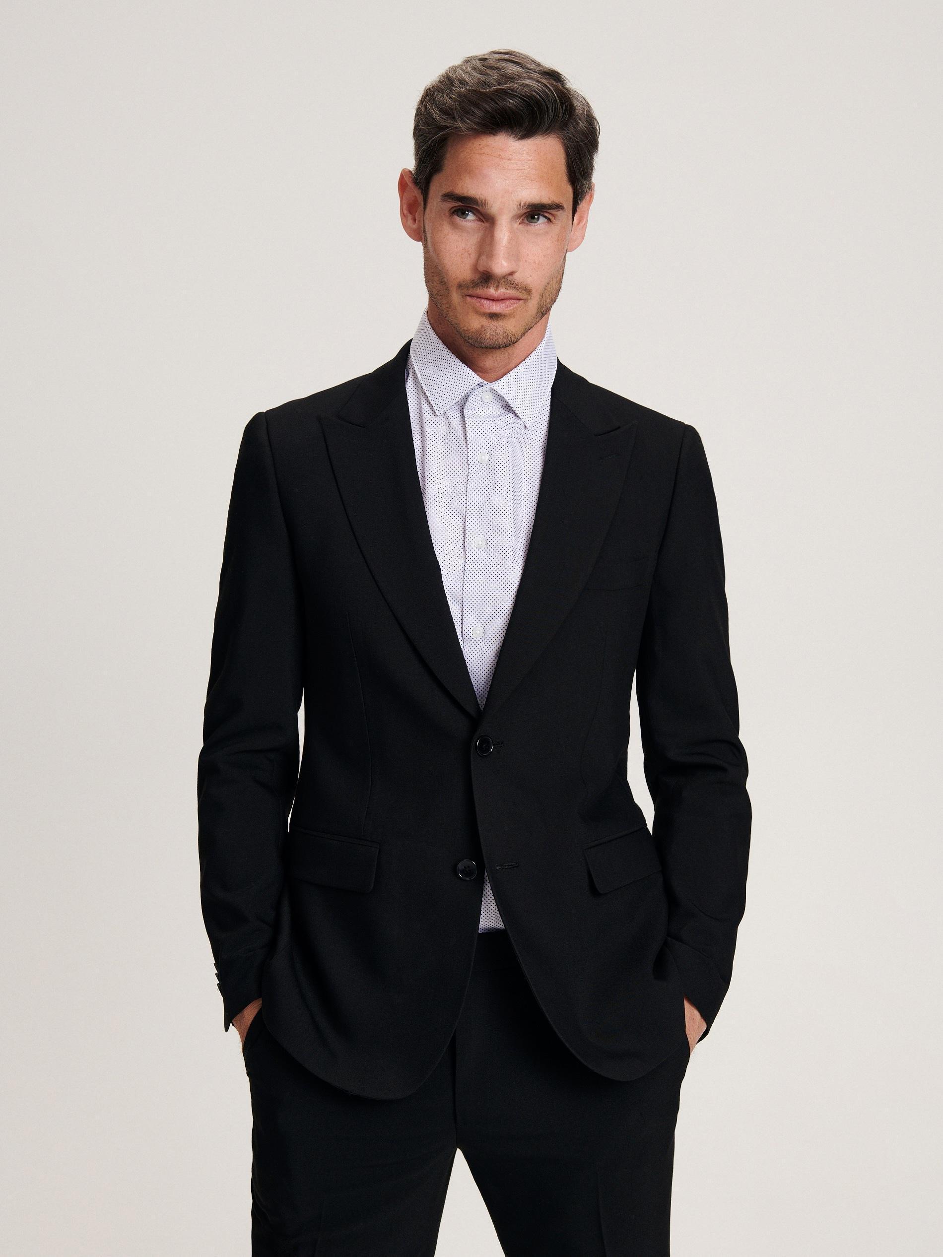 Black Short-Sleeves Slim Blazer, , large image number 1