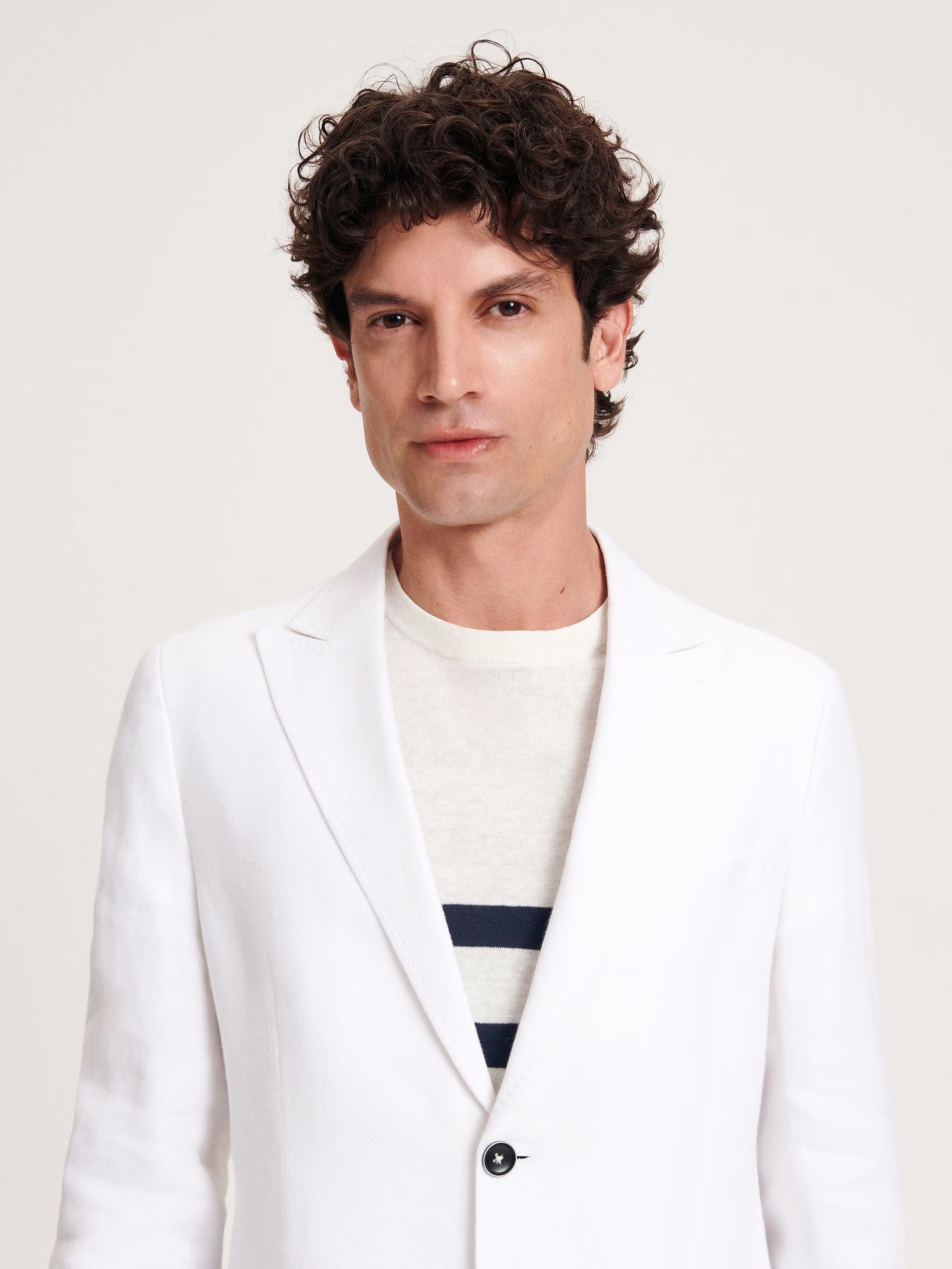 White Comfort Fit Blazer, , large image number 3