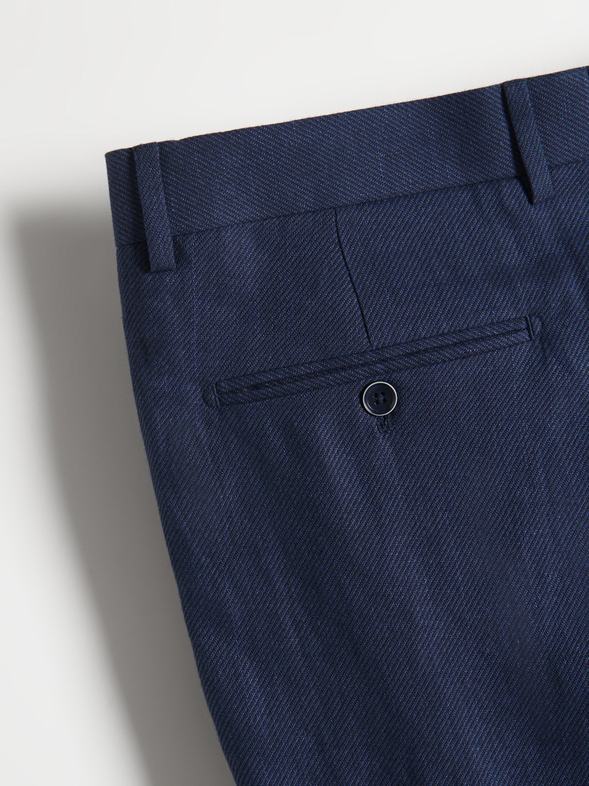 Reserved - Navy Linen Rich Carrot Trousers