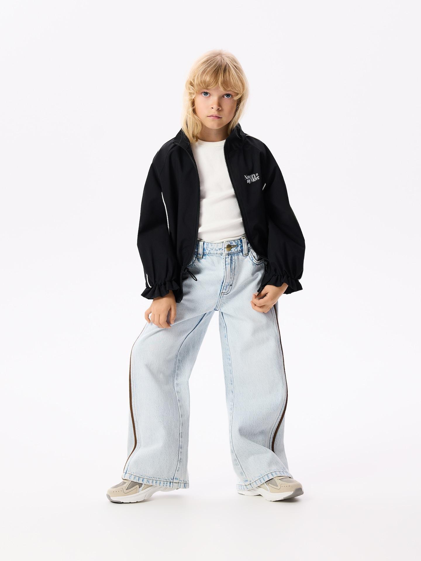 Blue Super Wide Leg Jeans With Side Stripes, Blue, large image number 2