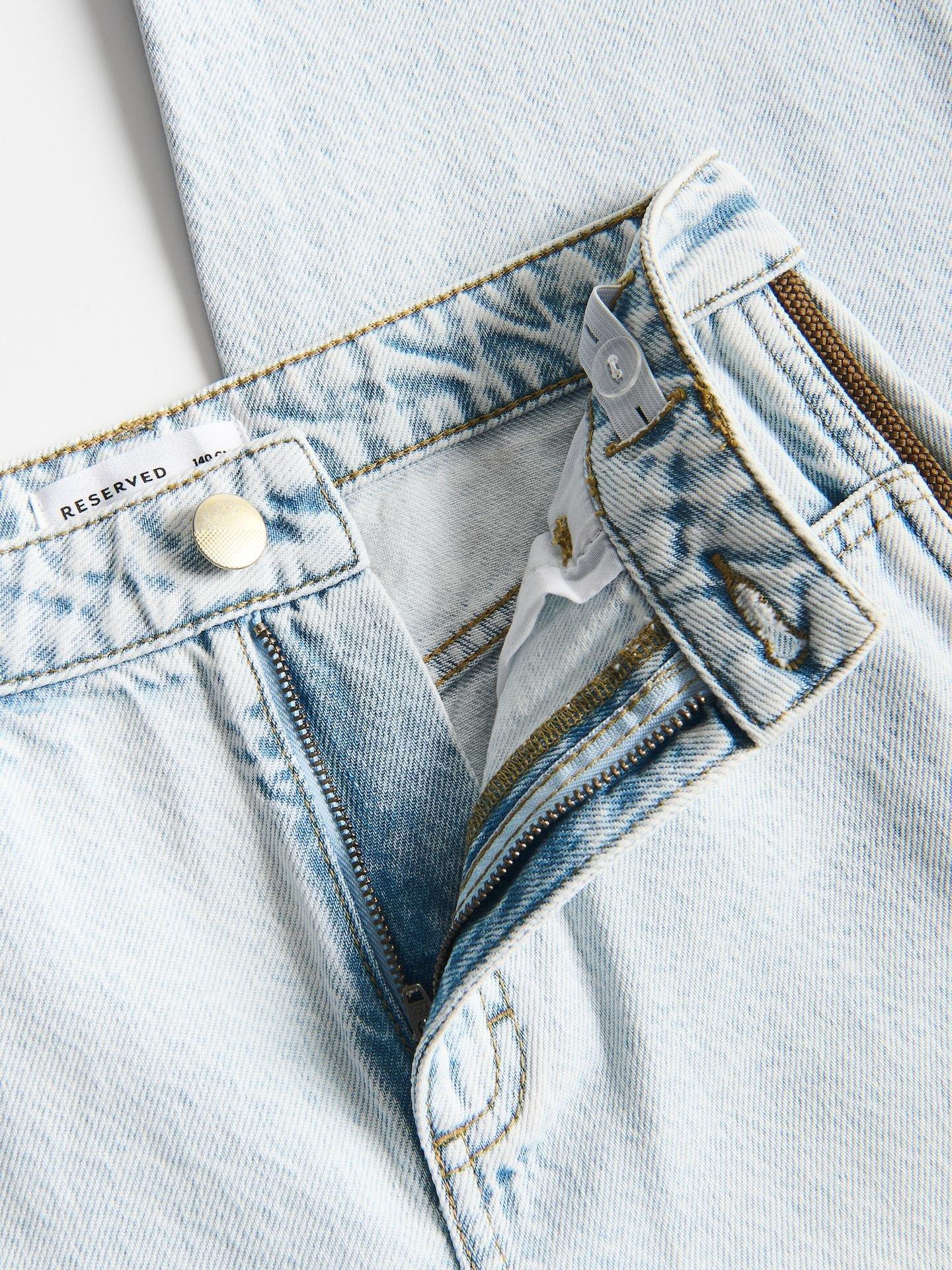 Blue Super Wide Leg Jeans With Side Stripes, Blue, large image number 3