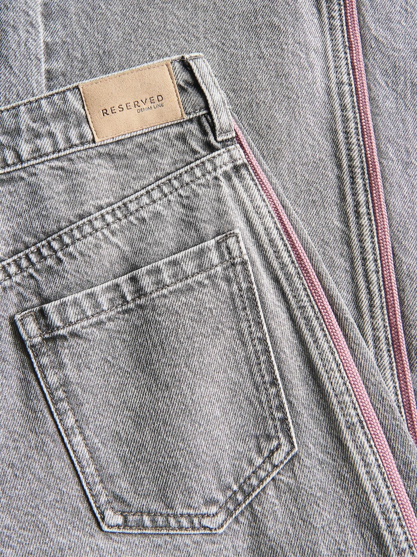 Grey Super Wide Leg Jeans With Side Stripes, Light grey, medium