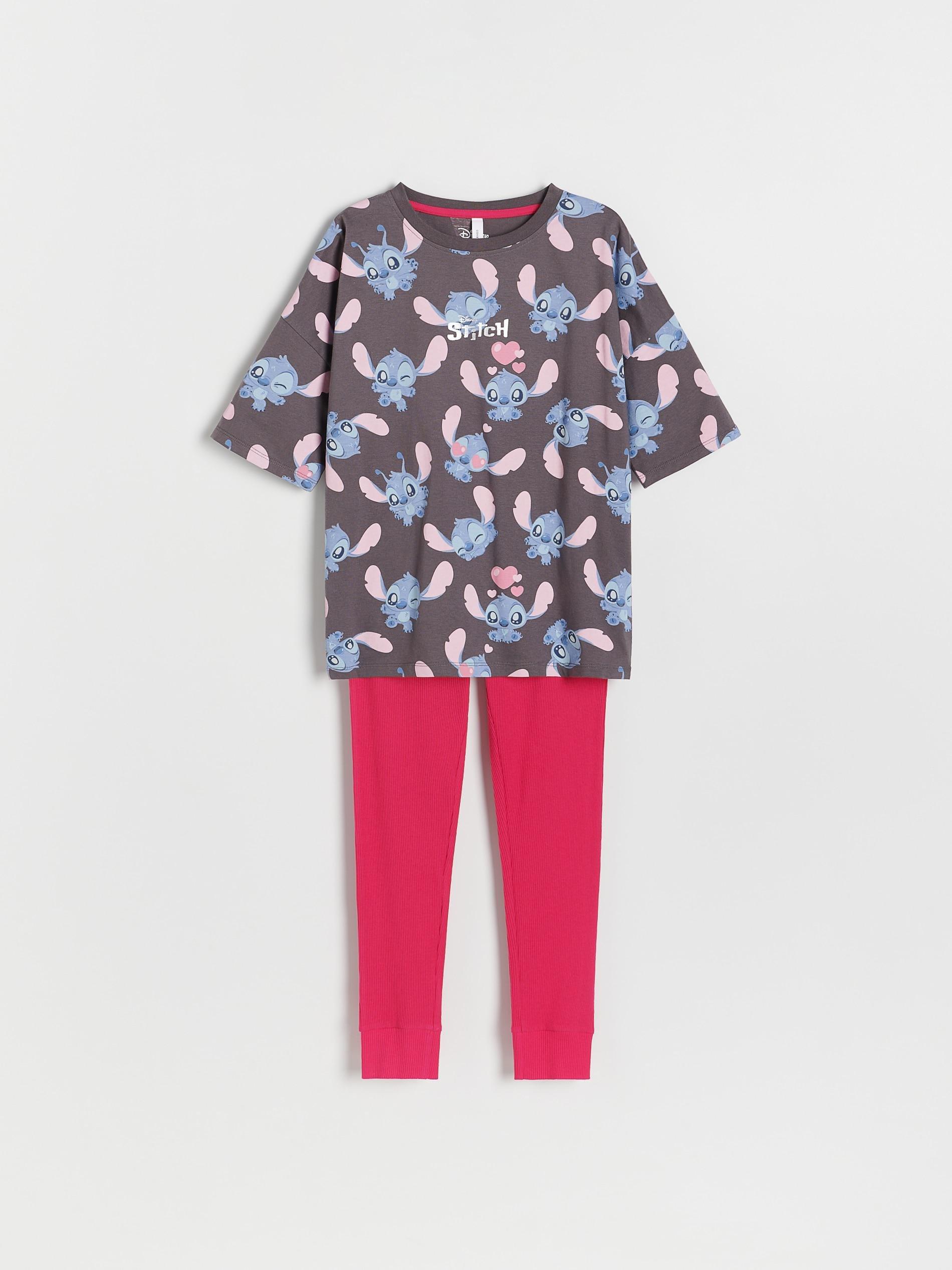 fuchsia Lilo & Stitch two piece pyjama set, , large image number 0